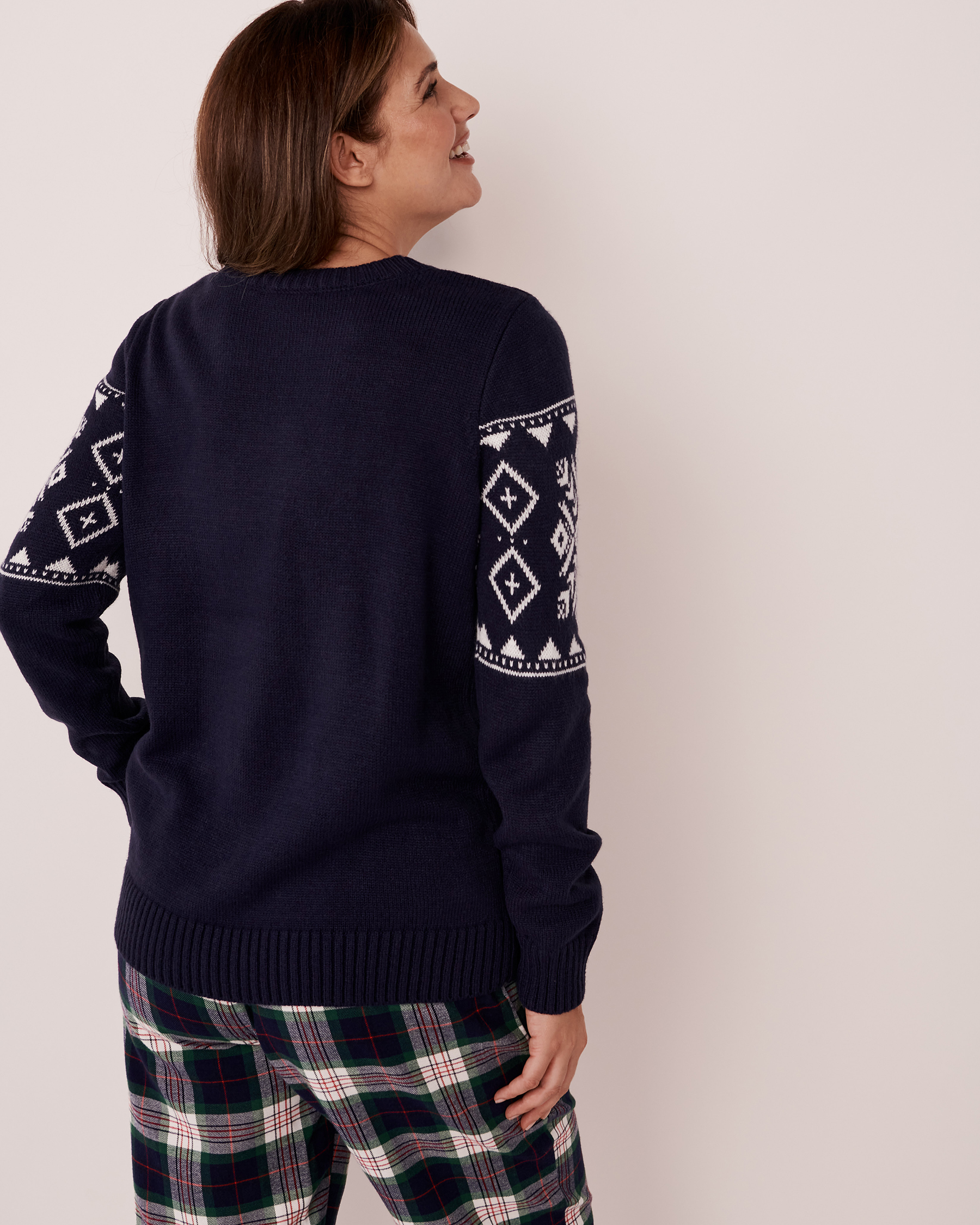 LA VIE EN ROSE Chandail en tricot imprimé nordique Imprimé hivernal marine 40600115 - Voir2