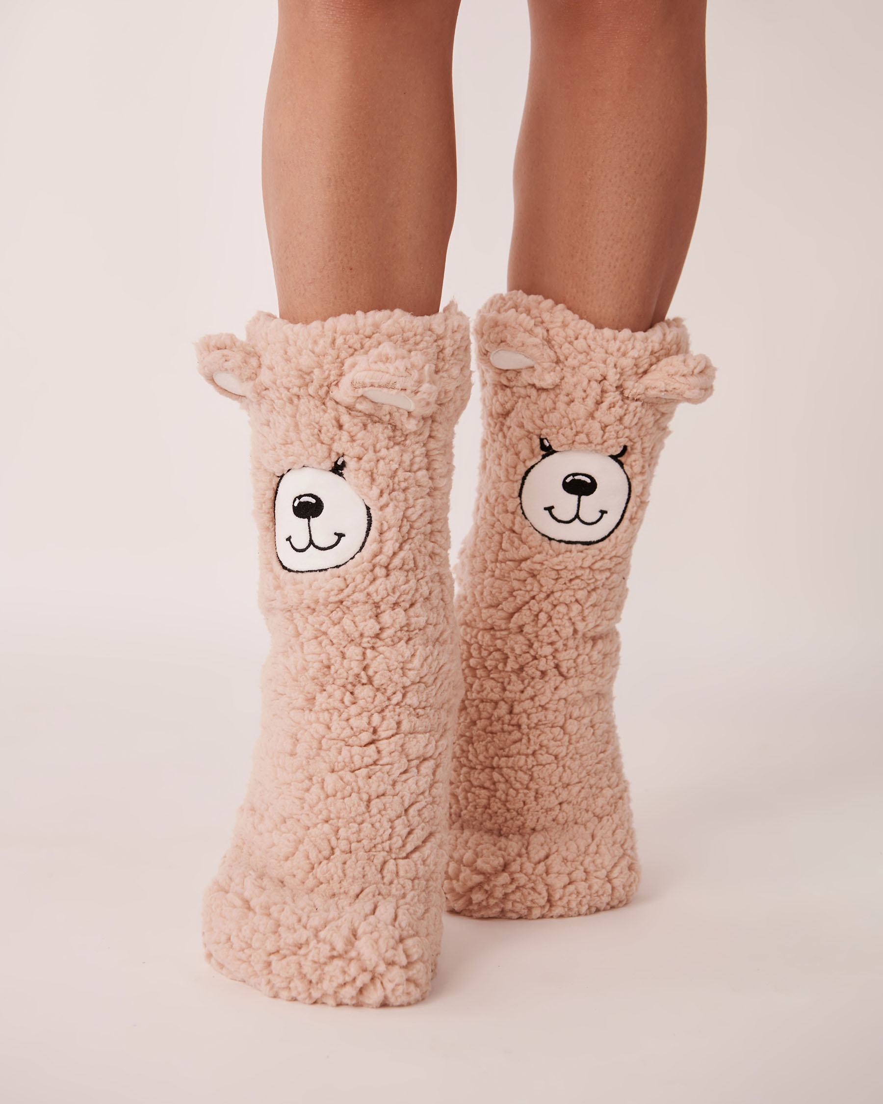 LA VIE EN ROSE Animal Print Sherpa Socks Salted caramel 40700231 - View4