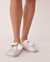 LA VIE EN ROSE Plush Clog Slippers with Pompoms Grey plaid 40700244 - View1