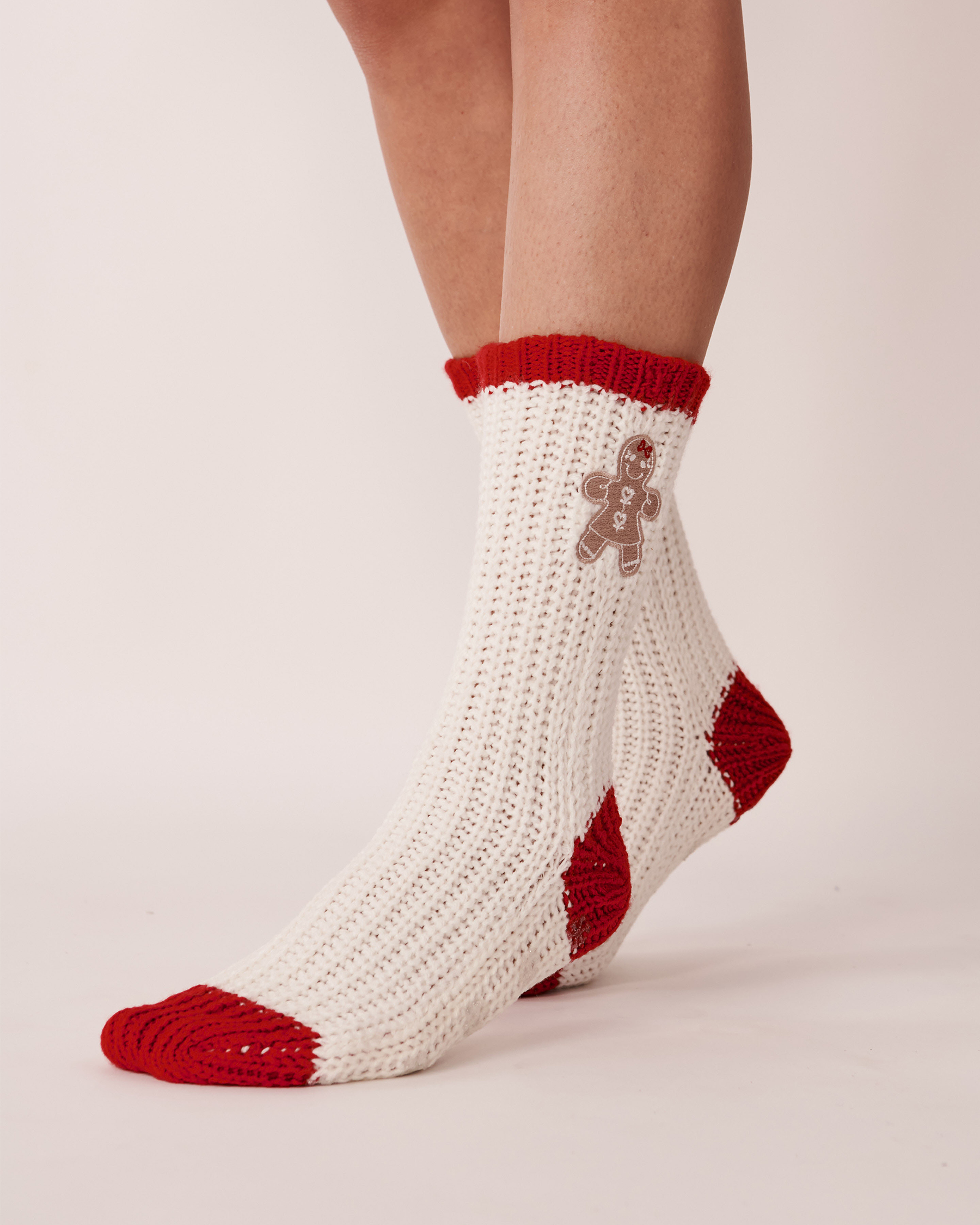 LA VIE EN ROSE Knitted Socks with winter Embroidery Snow white 40700245 - View4