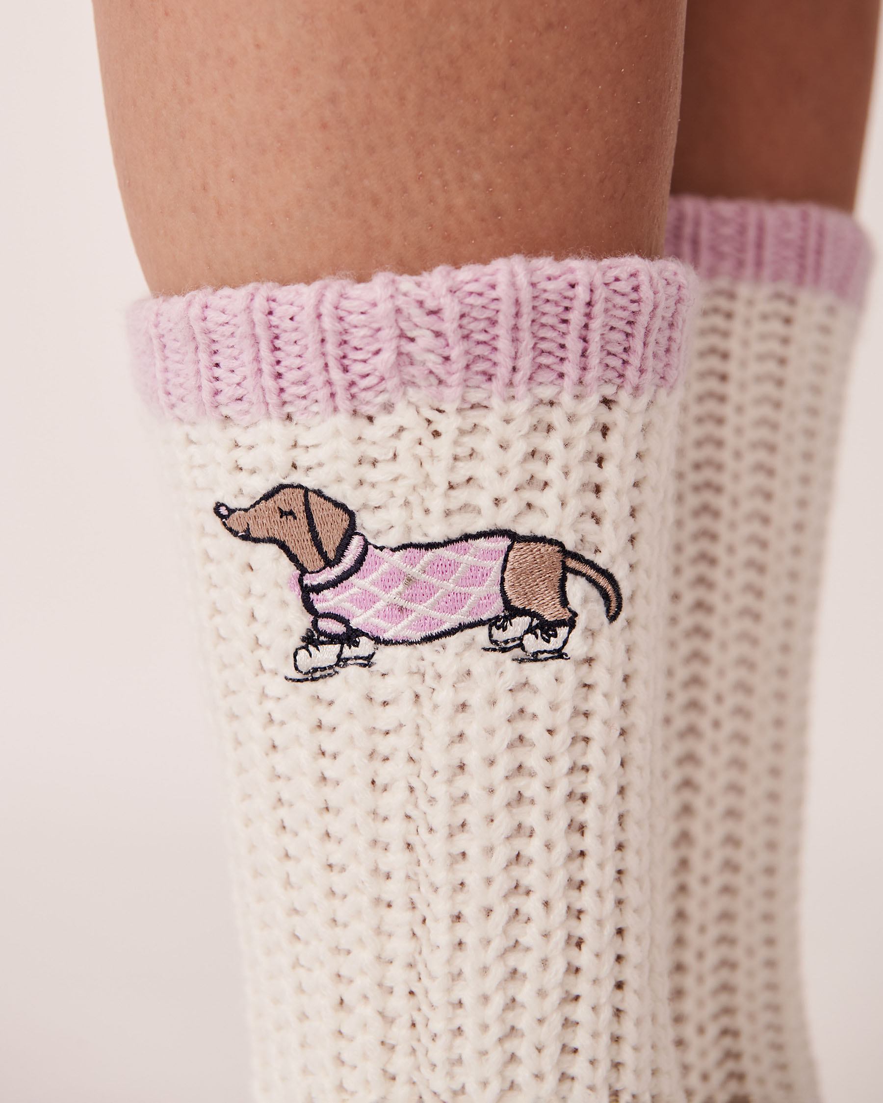 LA VIE EN ROSE Knitted Socks with winter Embroidery Dog 40700245 - View3