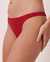 LA VIE EN ROSE Microfiber and Lace Trim String Panty Candy red 20200254 - View1