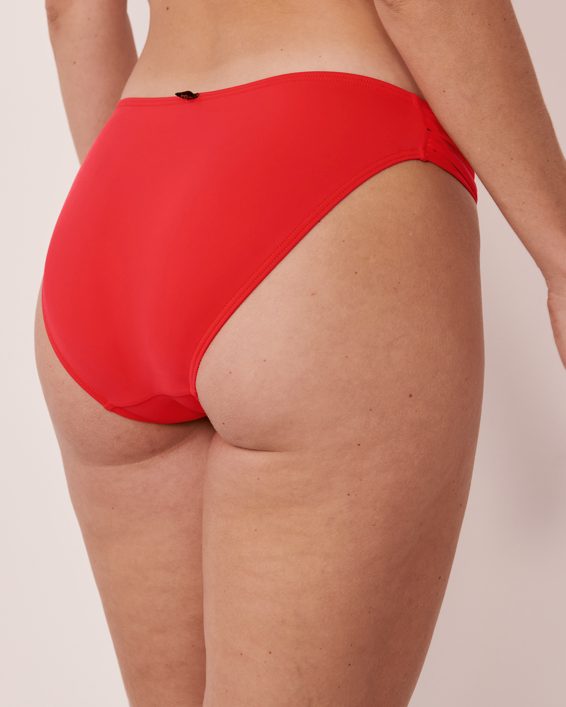 LA VIE EN ROSE AQUA Bas de bikini côtés plissés en fibres recyclées POPPY Rouge feu 70300324 - Voir2