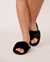 LA VIE EN ROSE Plush Open Slide Slippers Black 40700132 - View1