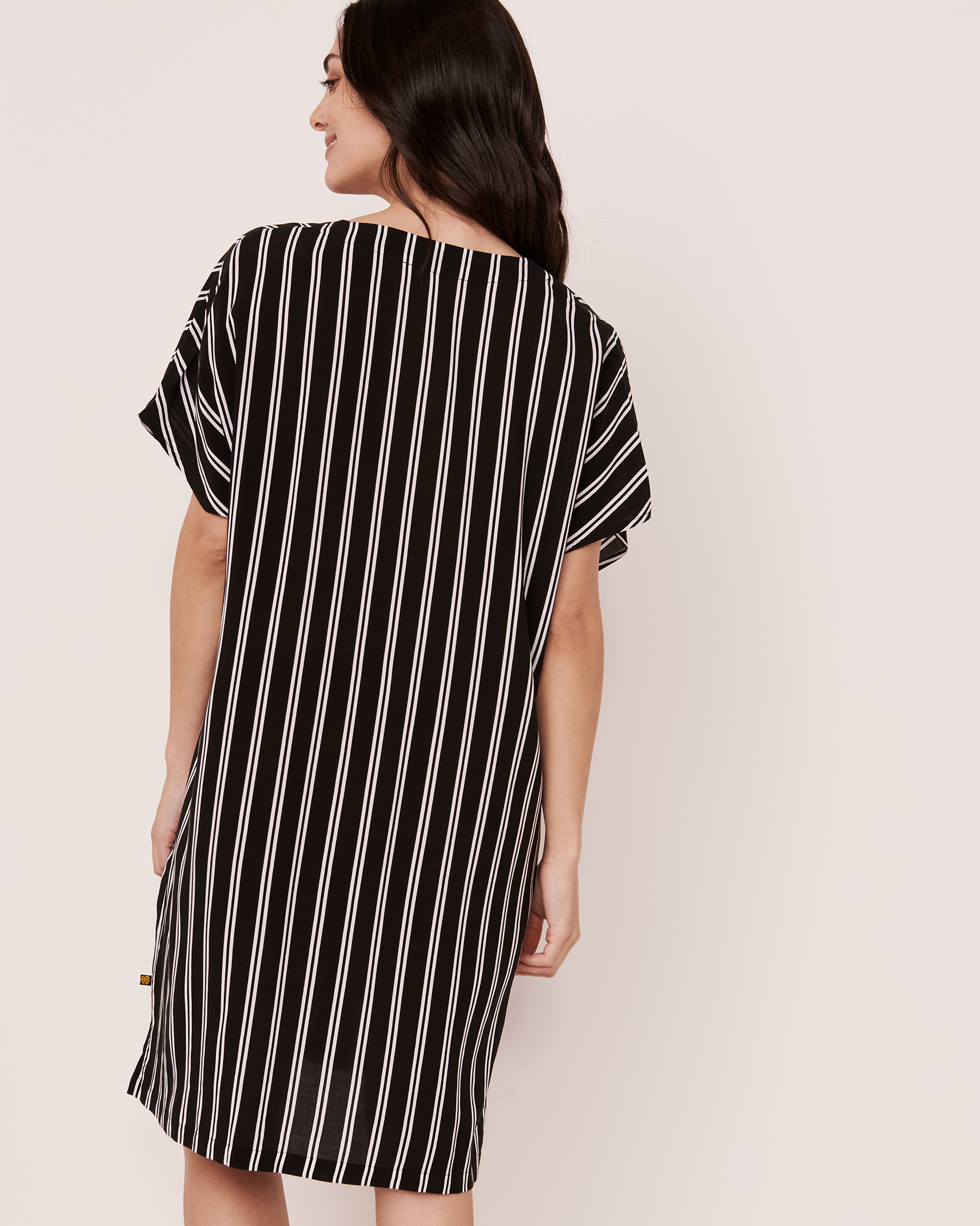 LA VIE EN ROSE AQUA Deep V Mini Dress Black and white stripes 80300028 - View2