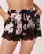 LA VIE EN ROSE Lace Trim Satin Shorts Dark floral 60200010 - View1