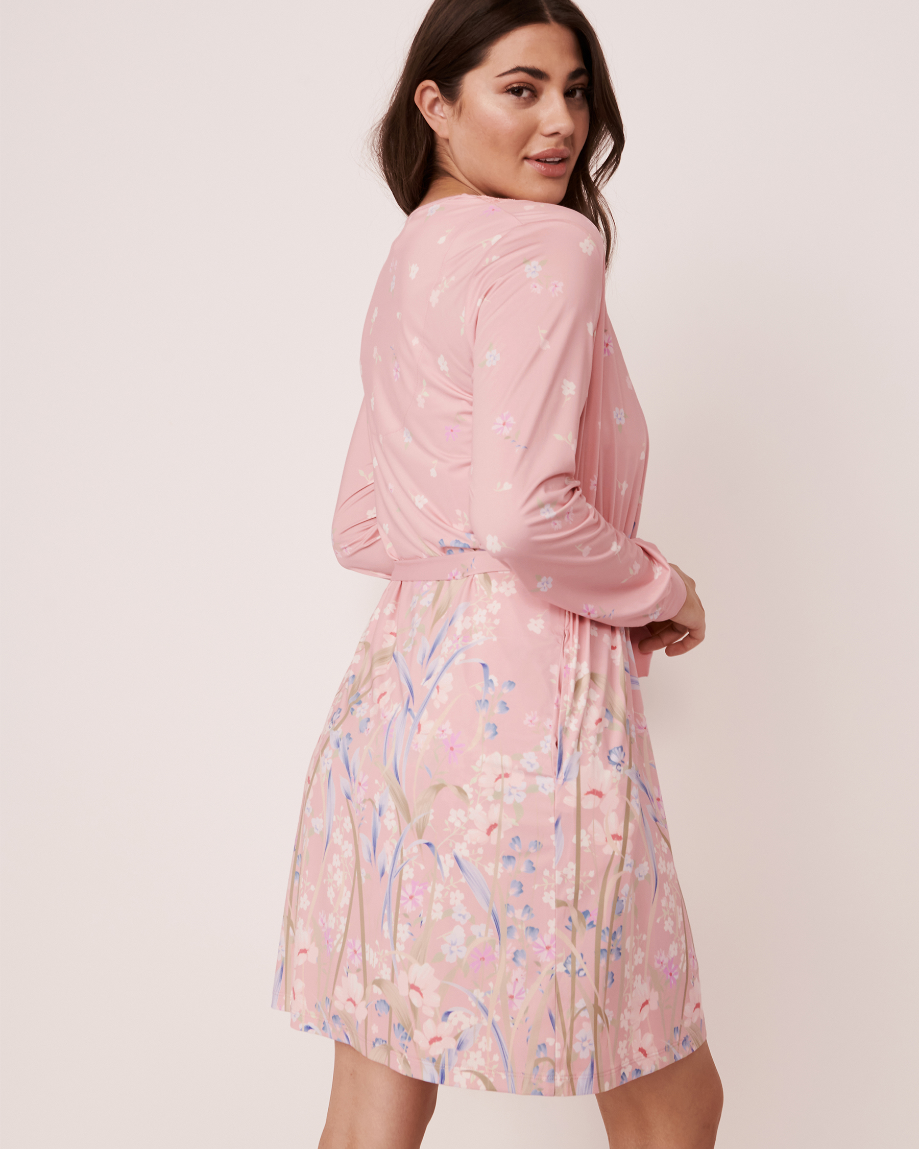 LA VIE EN ROSE Recycled Fibers Lace Trim Kimono Blooming placement print 60600017 - View2