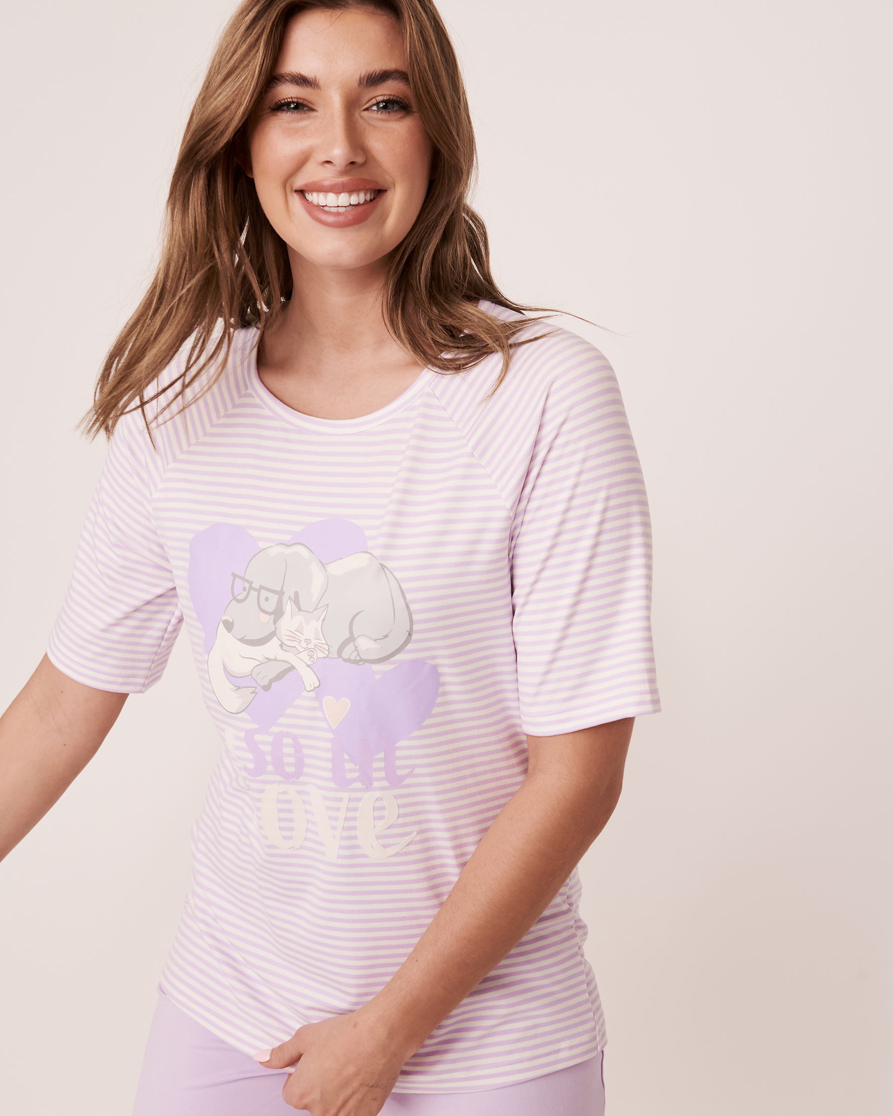LA VIE EN ROSE Super Soft Raglan T-shirt Lilac stripes 40100211 - View1