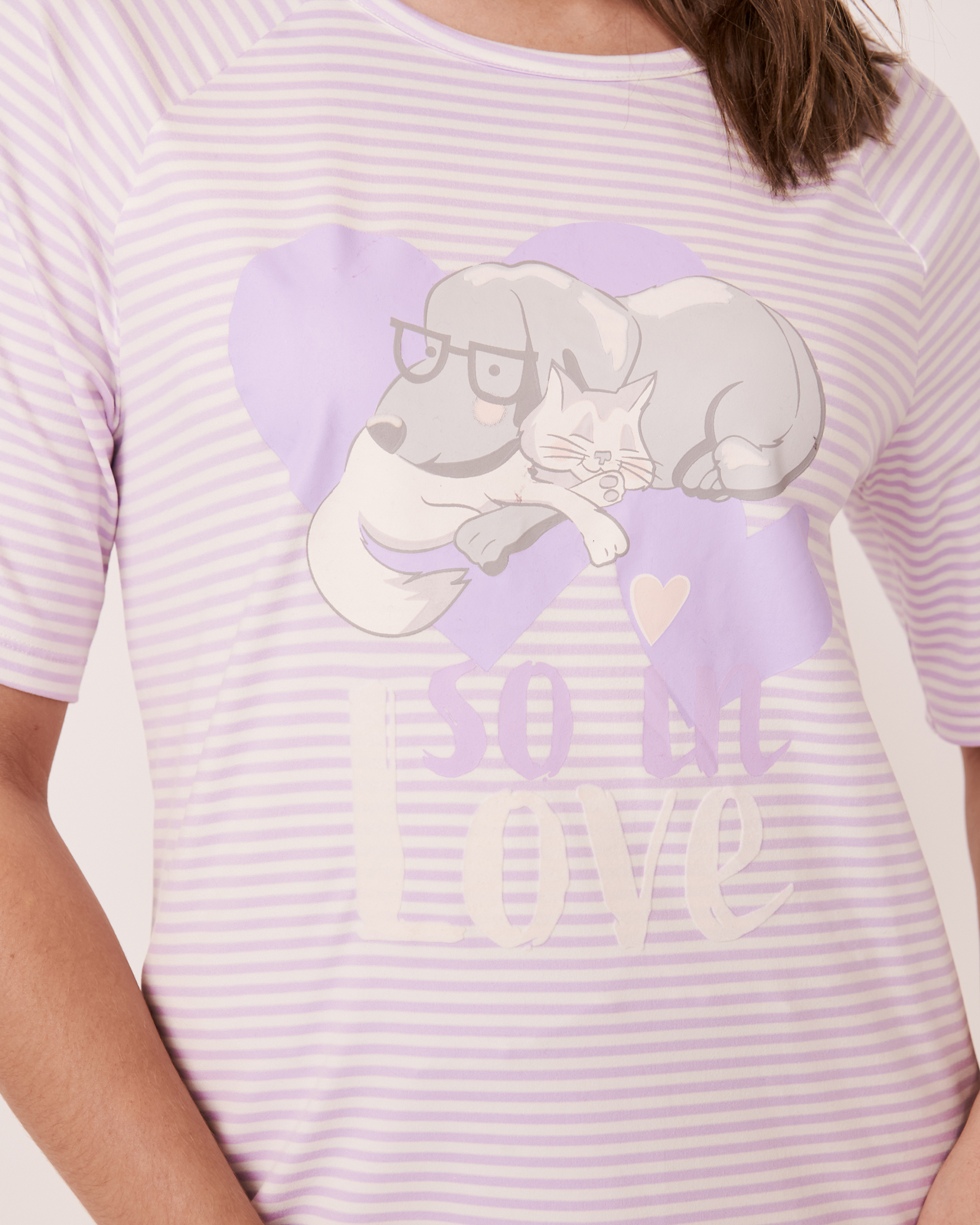 LA VIE EN ROSE Super Soft Raglan T-shirt Lilac stripes 40100211 - View3