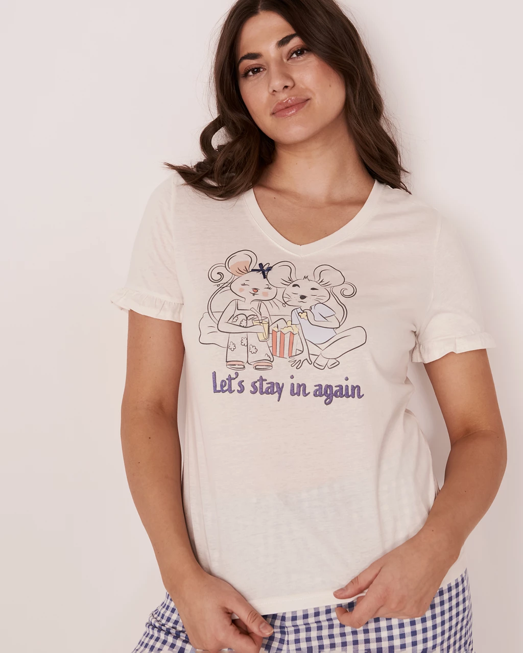 Ruffle Details T-shirt - Snow white | la Vie en Rose