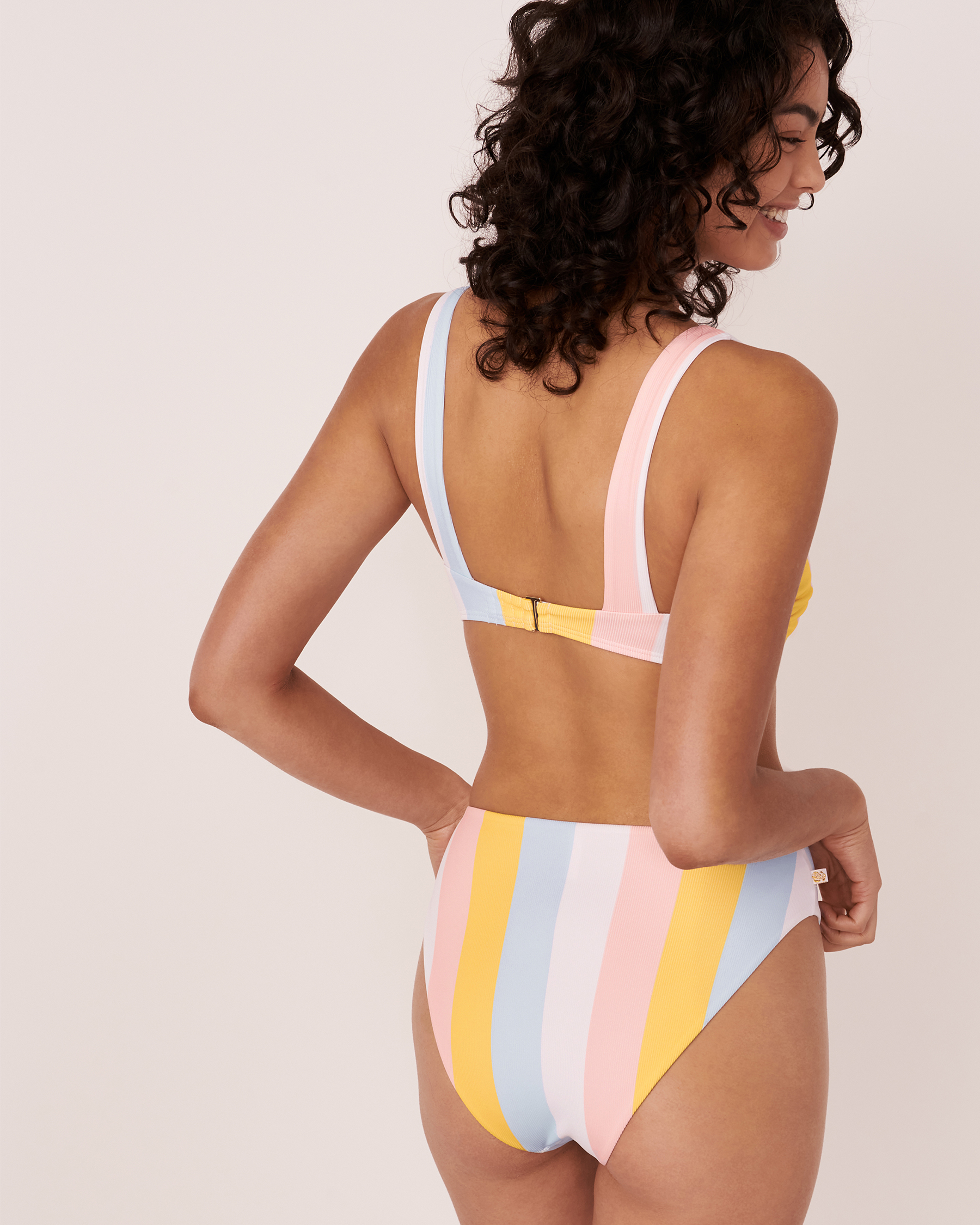 LA VIE EN ROSE AQUA BREEZY Recycled Fibers Bralette Bikini Top Pastel stripes 70100123 - View2