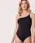 AQUAROSE BLACKSTRING One Shoulder One-piece Swimsuit Black 70400023 - View1