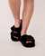 LA VIE EN ROSE Plush Slide Slippers with Buckles Black 40700160 - View1