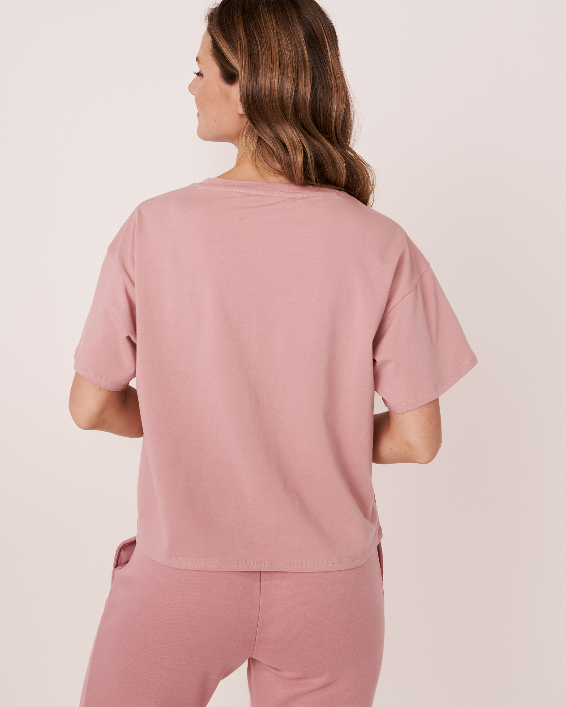 LA VIE EN ROSE Drop Shoulder T-shirt Dusty pink 50100032 - View2