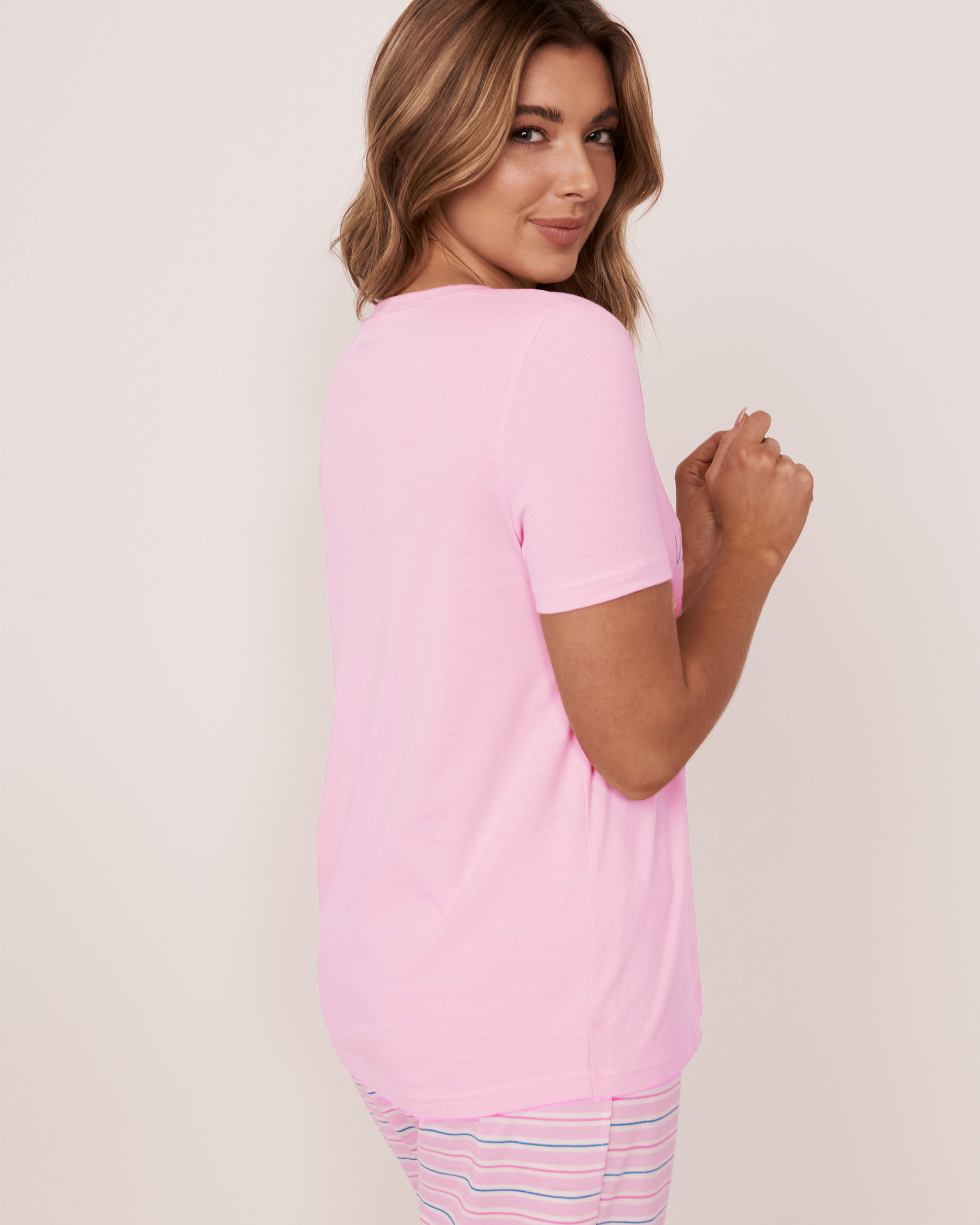 LA VIE EN ROSE V-neck T-shirt Candy pink 40100247 - View2