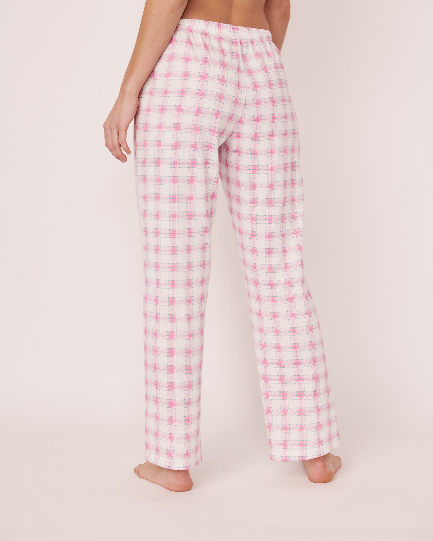 LA VIE EN ROSE Straight Leg Pyjama Pants Pink plaid 40200228 - View2