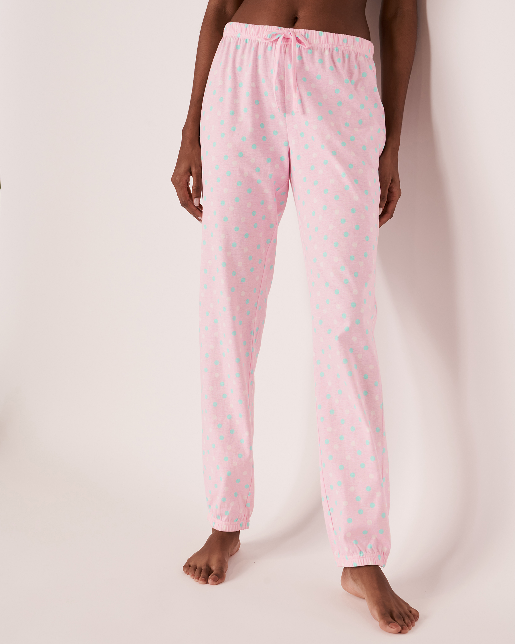 LA VIE EN ROSE Fitted Ankle Pyjama Pants Pink dots 40200232 - View1
