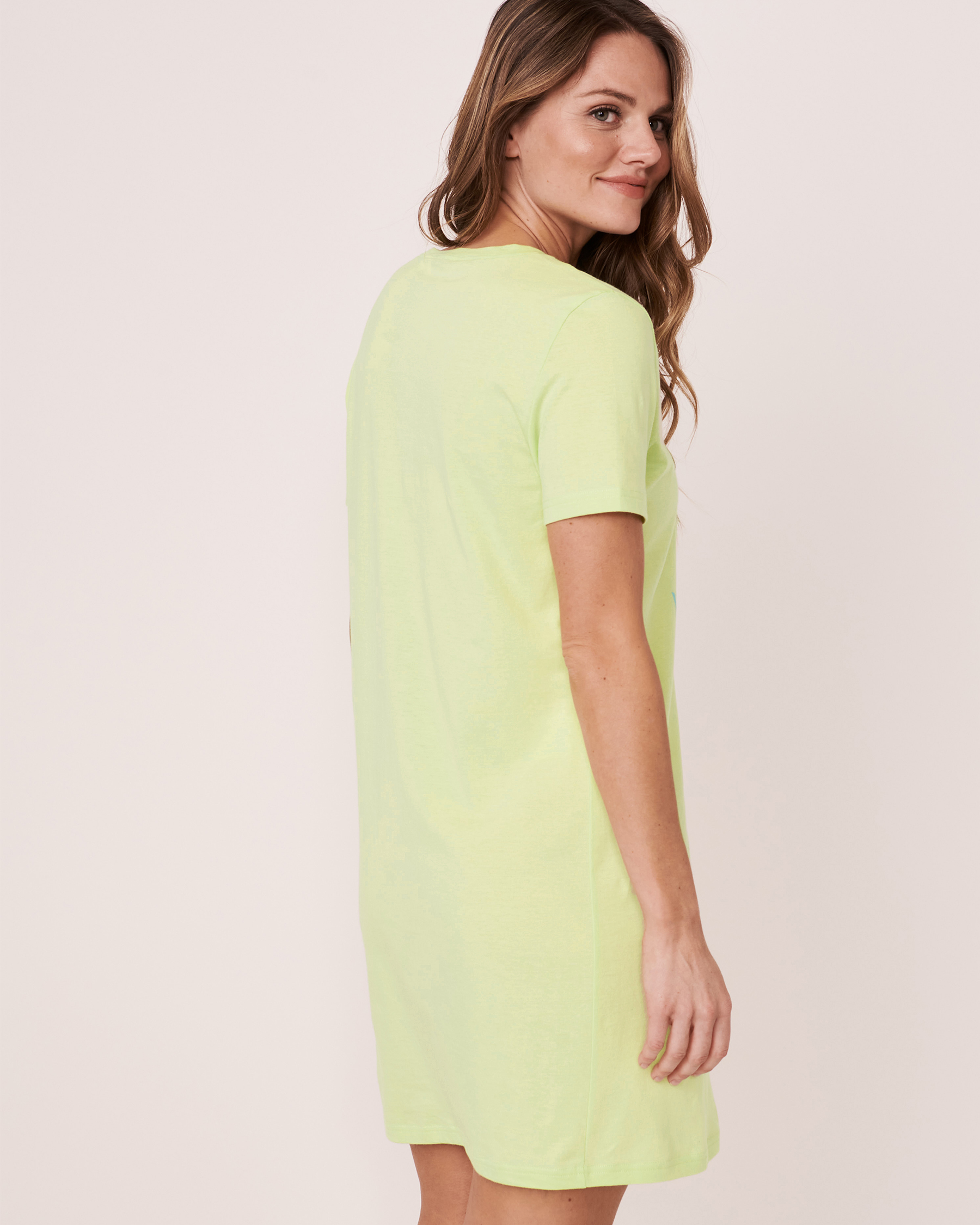 LA VIE EN ROSE V-neck Short Sleeve Sleepshirt Lime 40500143 - View6