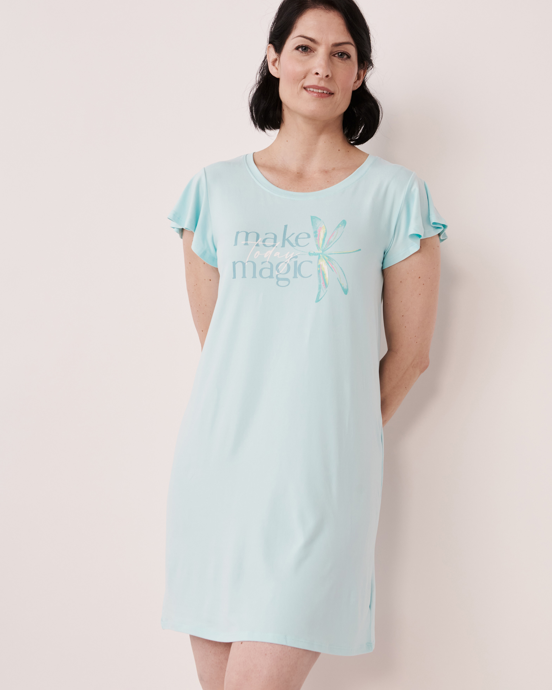 LA VIE EN ROSE Super Soft Ruffle Sleeve Sleepshirt Clear blue 40500159 - View1