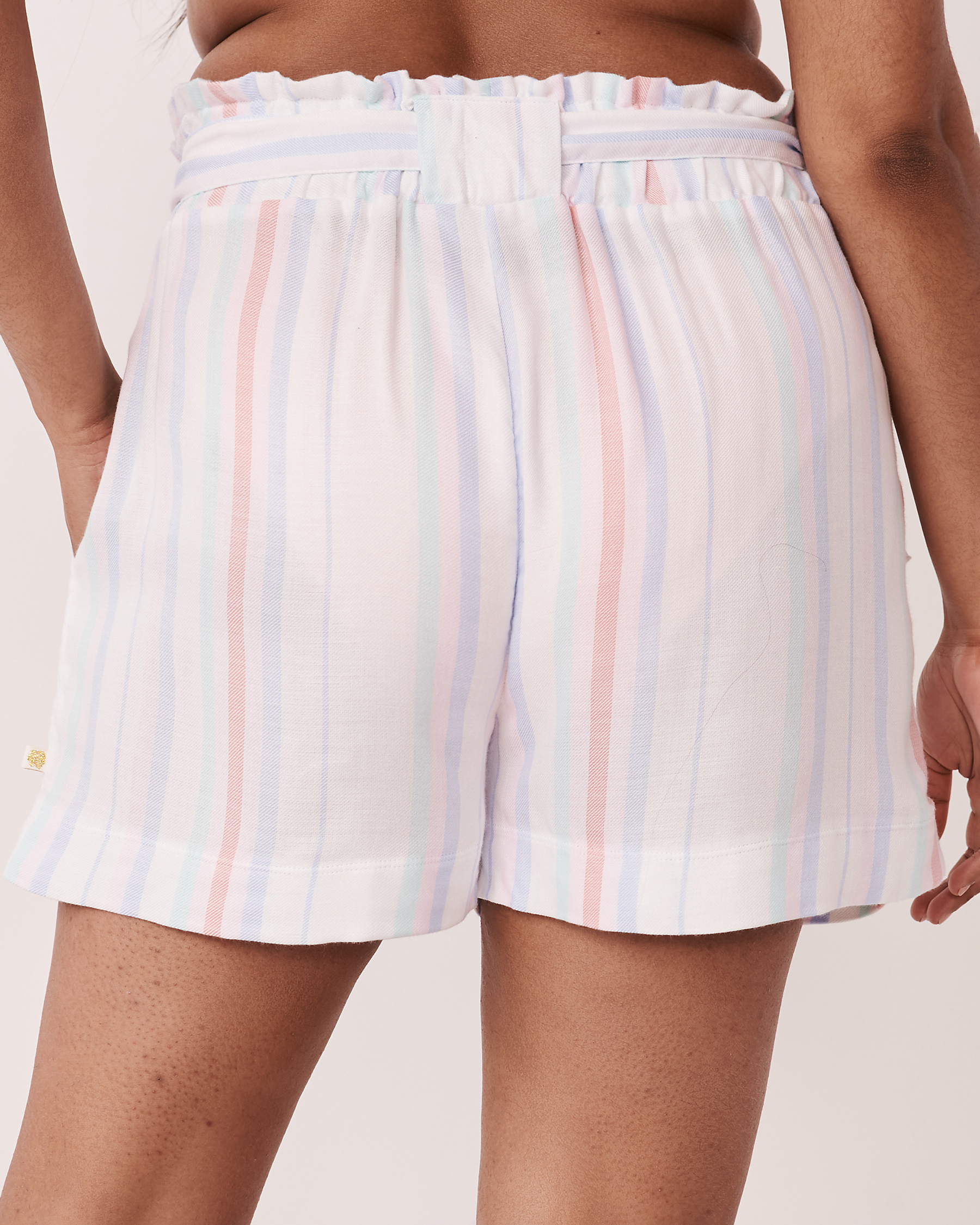 LA VIE EN ROSE AQUA High Waist Shorts with Ribbon Pastel stripes 80200011 - View2