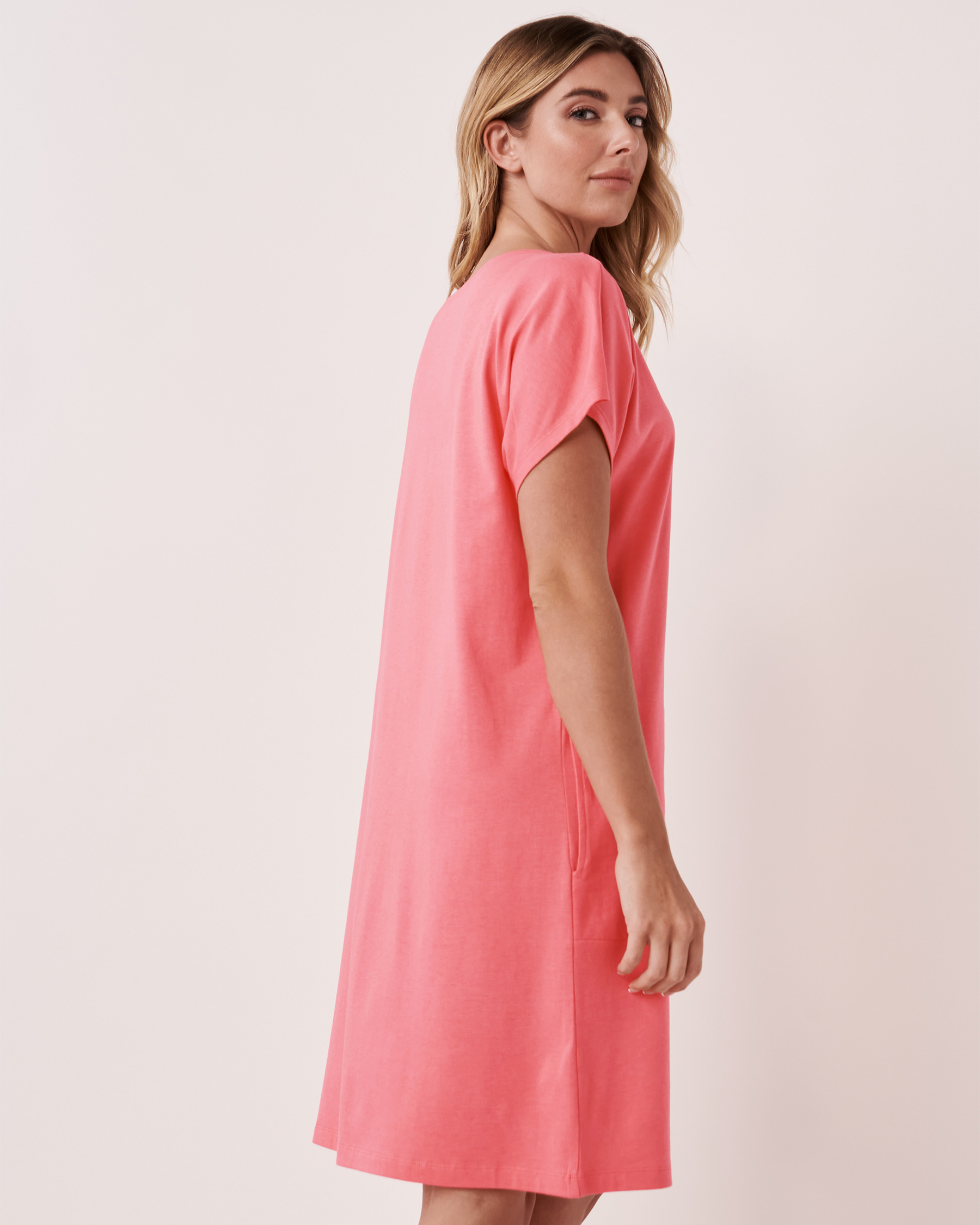 AQUAROSE Short Sleeve Dress with Pockets Shell pink 80300046 - View2