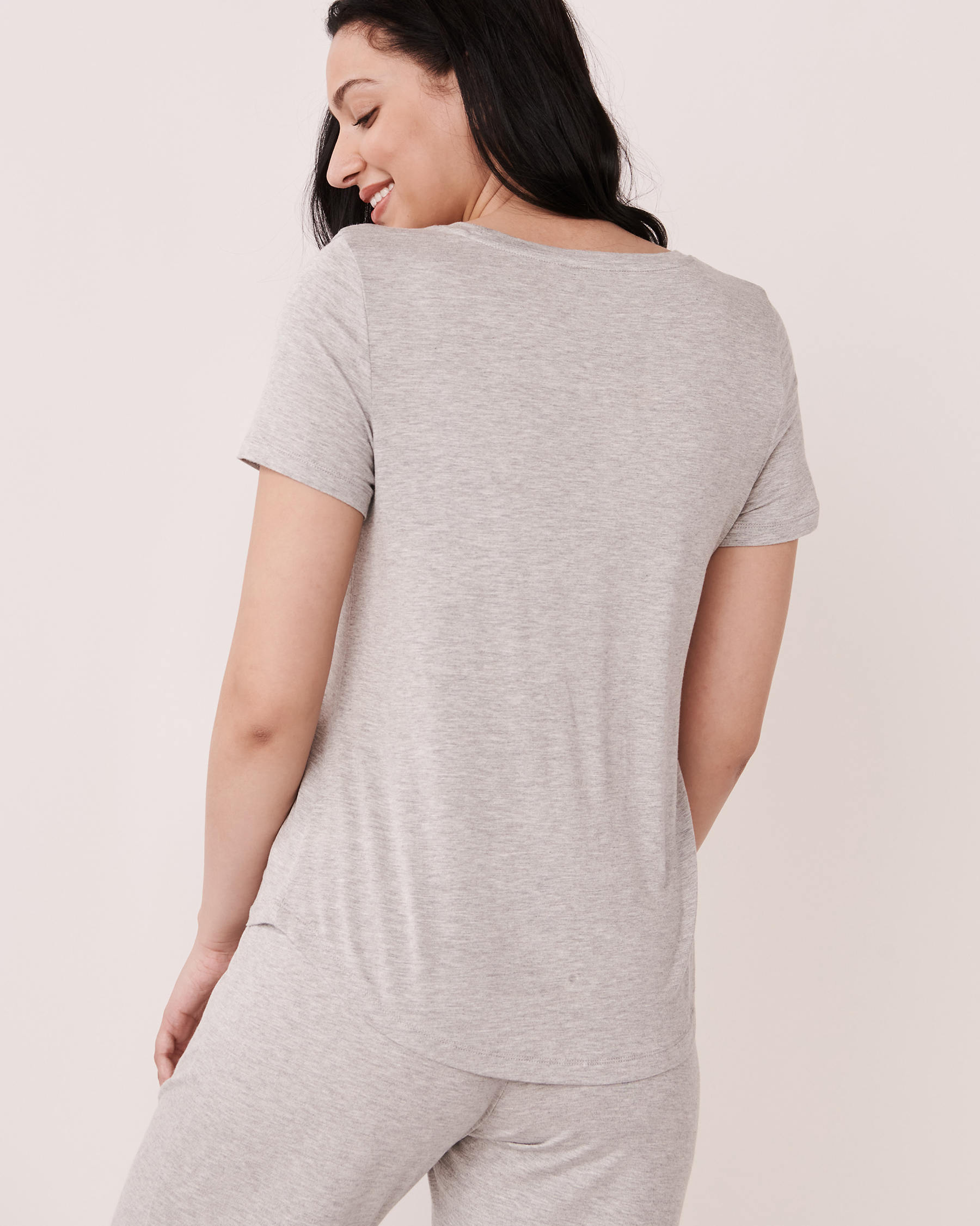 LA VIE EN ROSE Soft Knit Jersey T-shirt Comfy grey 40100300 - View2