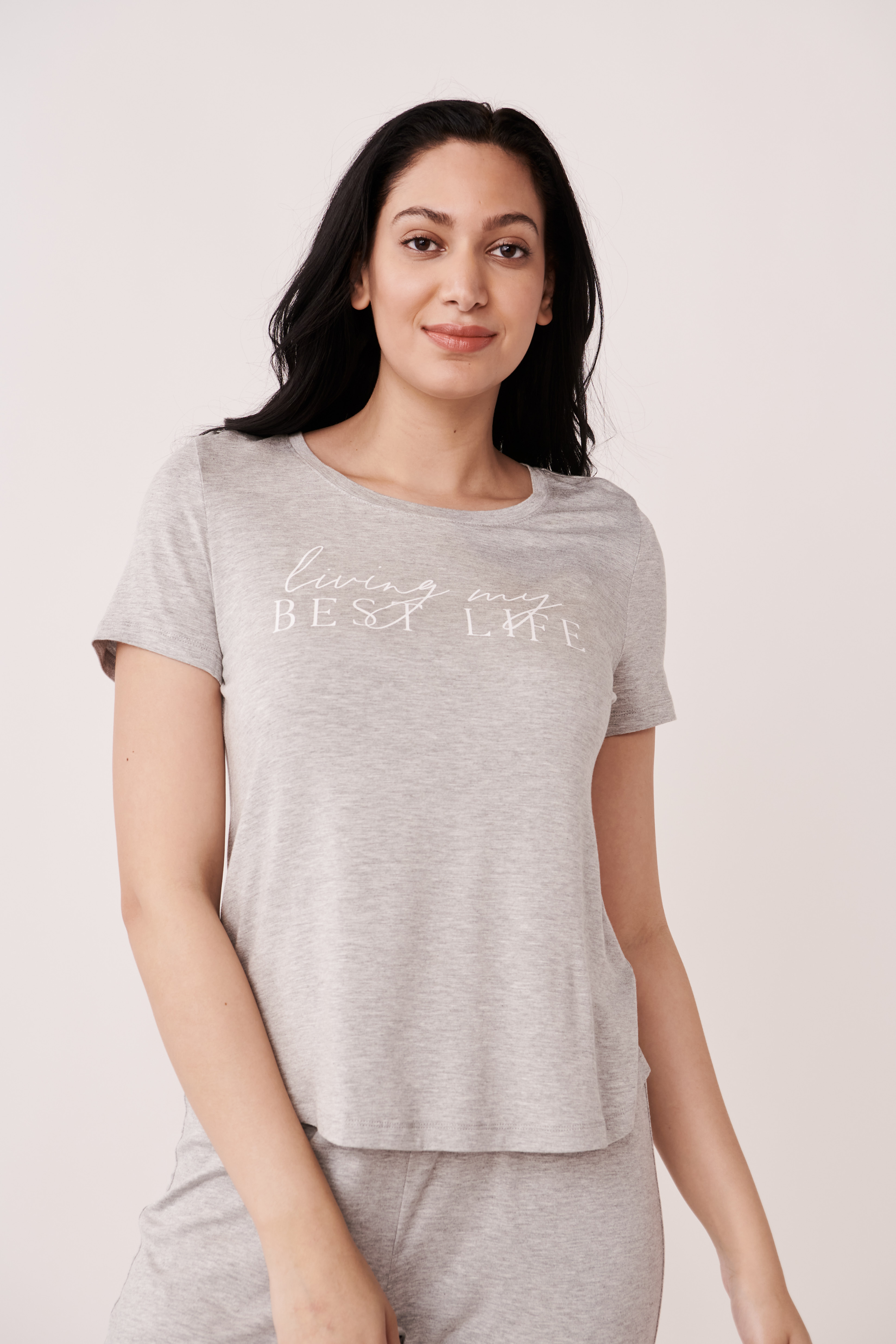 LA VIE EN ROSE Soft Knit Jersey T-shirt Comfy grey 40100300 - View3