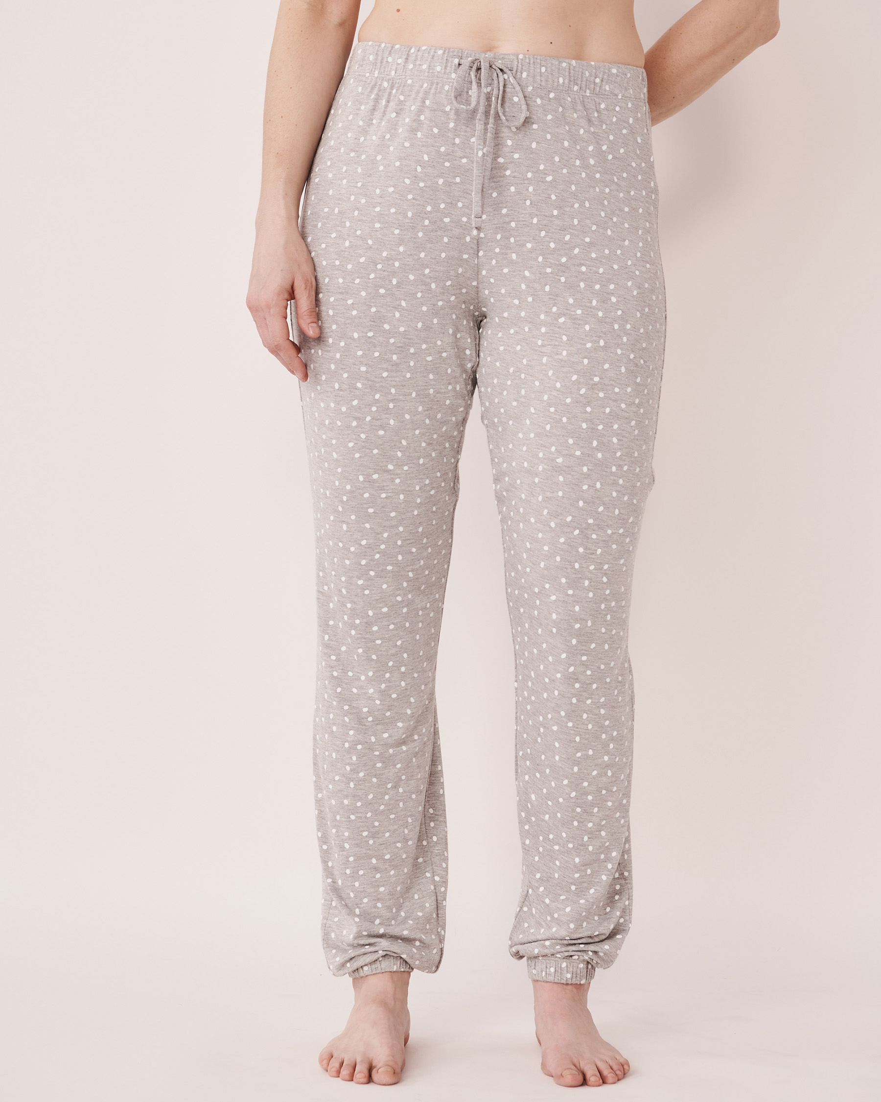 LA VIE EN ROSE Soft Knit Jersey Fitted Pants Grey dots 40200287 - View1