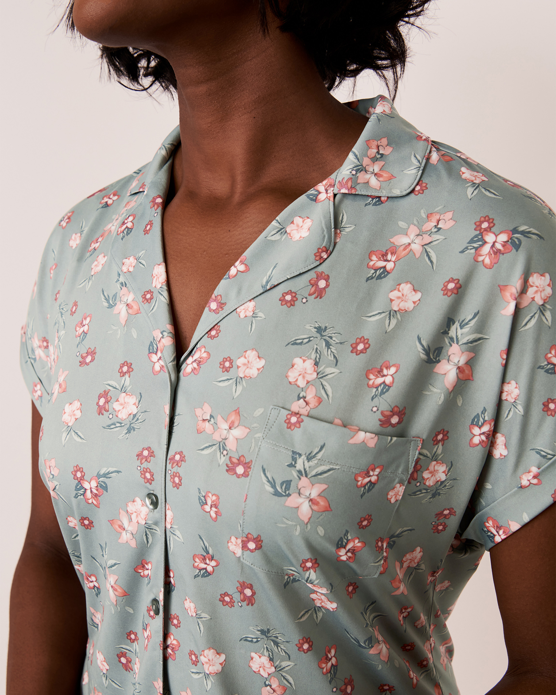 LA VIE EN ROSE Recycled Fibers Button-down Shirt Romantic floral 60100020 - View3