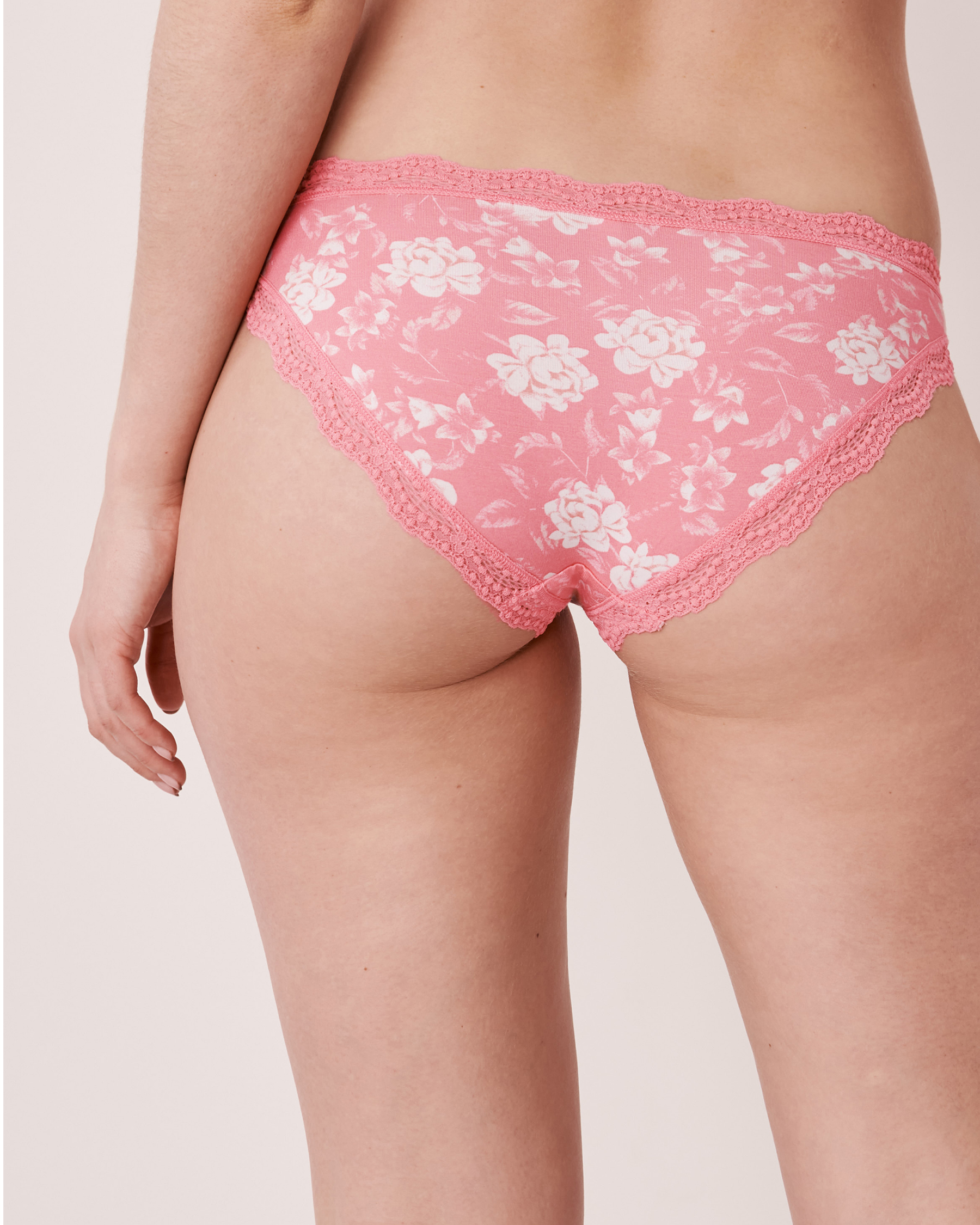 LA VIE EN ROSE Culotte bikini modal et bordure de dentelle Floral rose vif 20100153 - Voir2