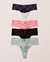 LA VIE EN ROSE 5-Pack Microfiber and Wide Lace Band Thong Panty Multicolor 20200179-5P - View1