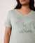LA VIE EN ROSE Organic Cotton V-neck T-shirt Silver blue 40100291 - View1