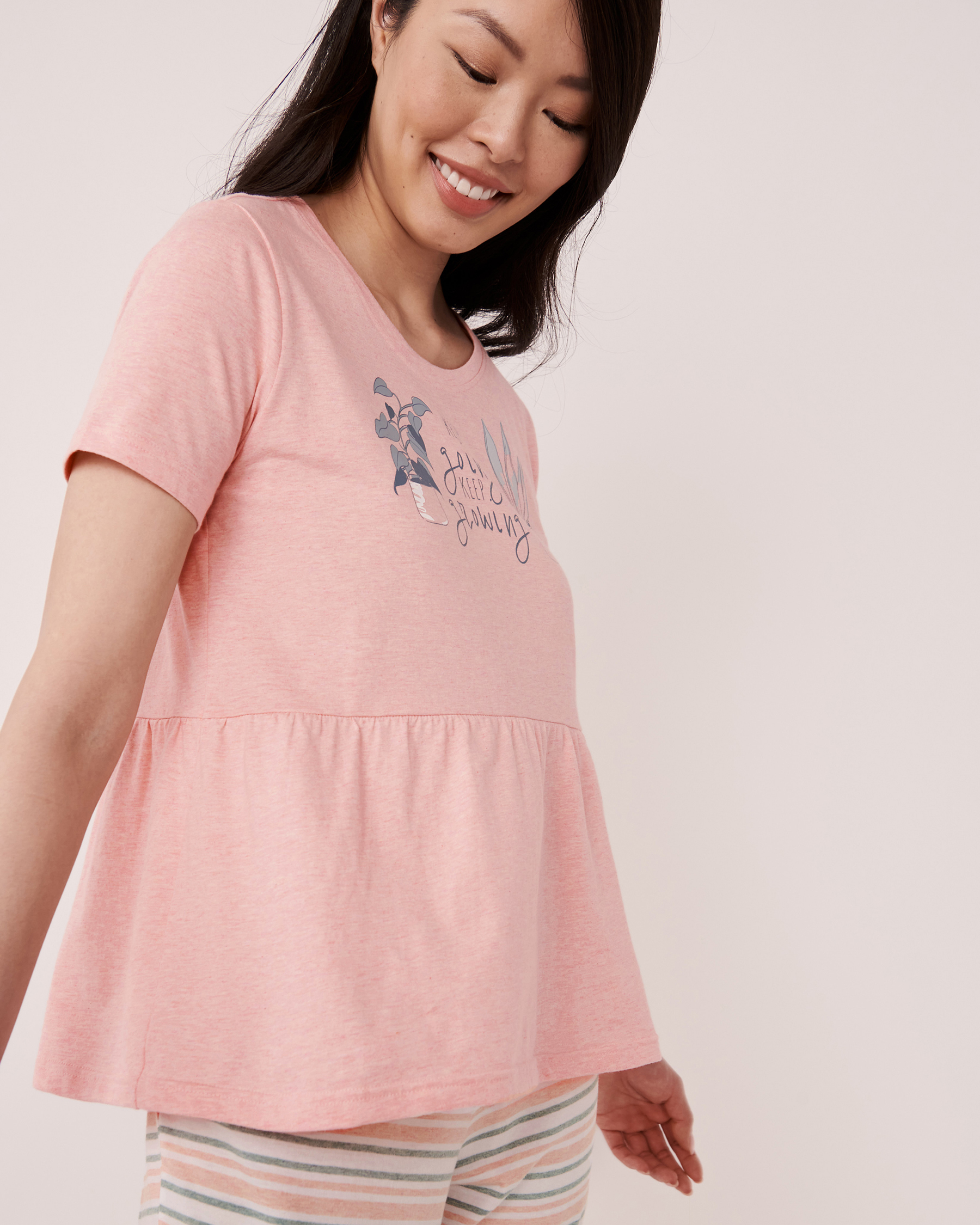LA VIE EN ROSE Organic Cotton Scoop Neck T-shirt Spring pink 40100292 - View4