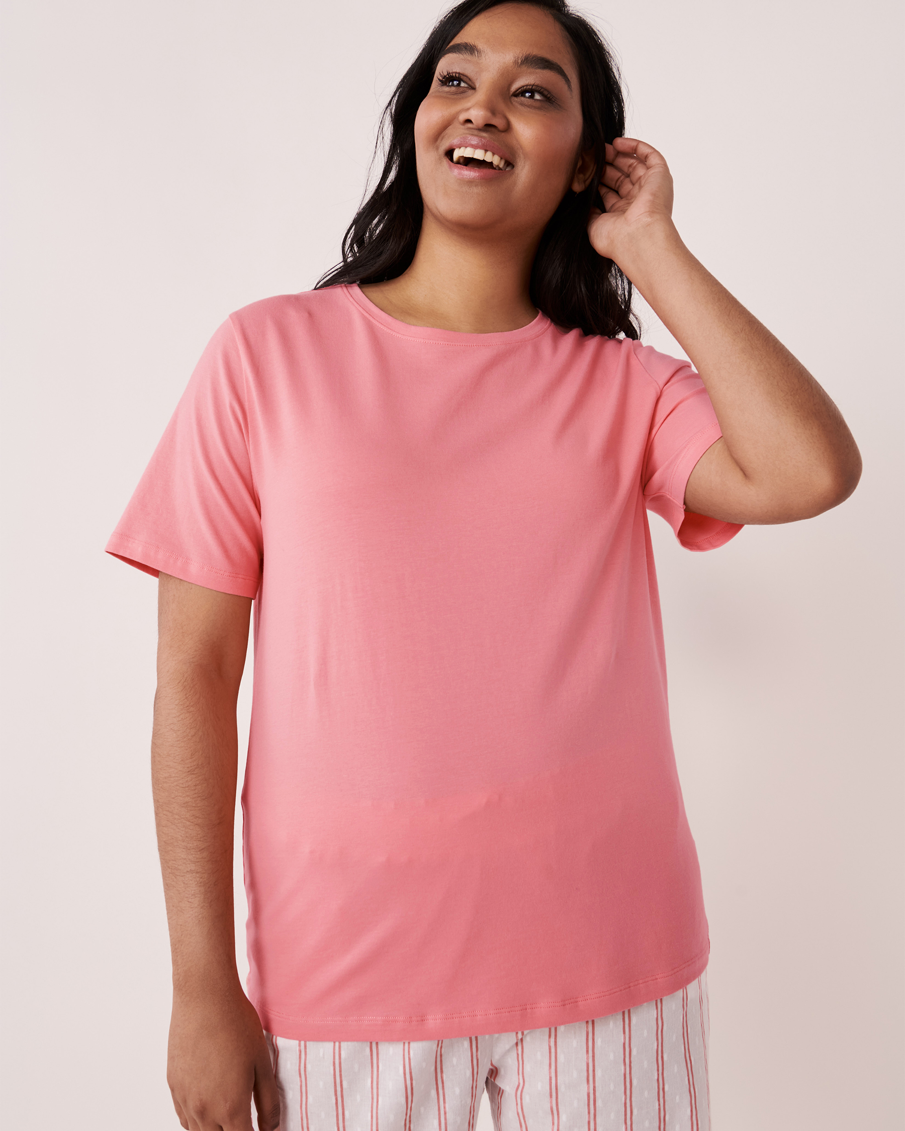 LA VIE EN ROSE Crew Neck T-shirt Flamingo pink 40100294 - View2