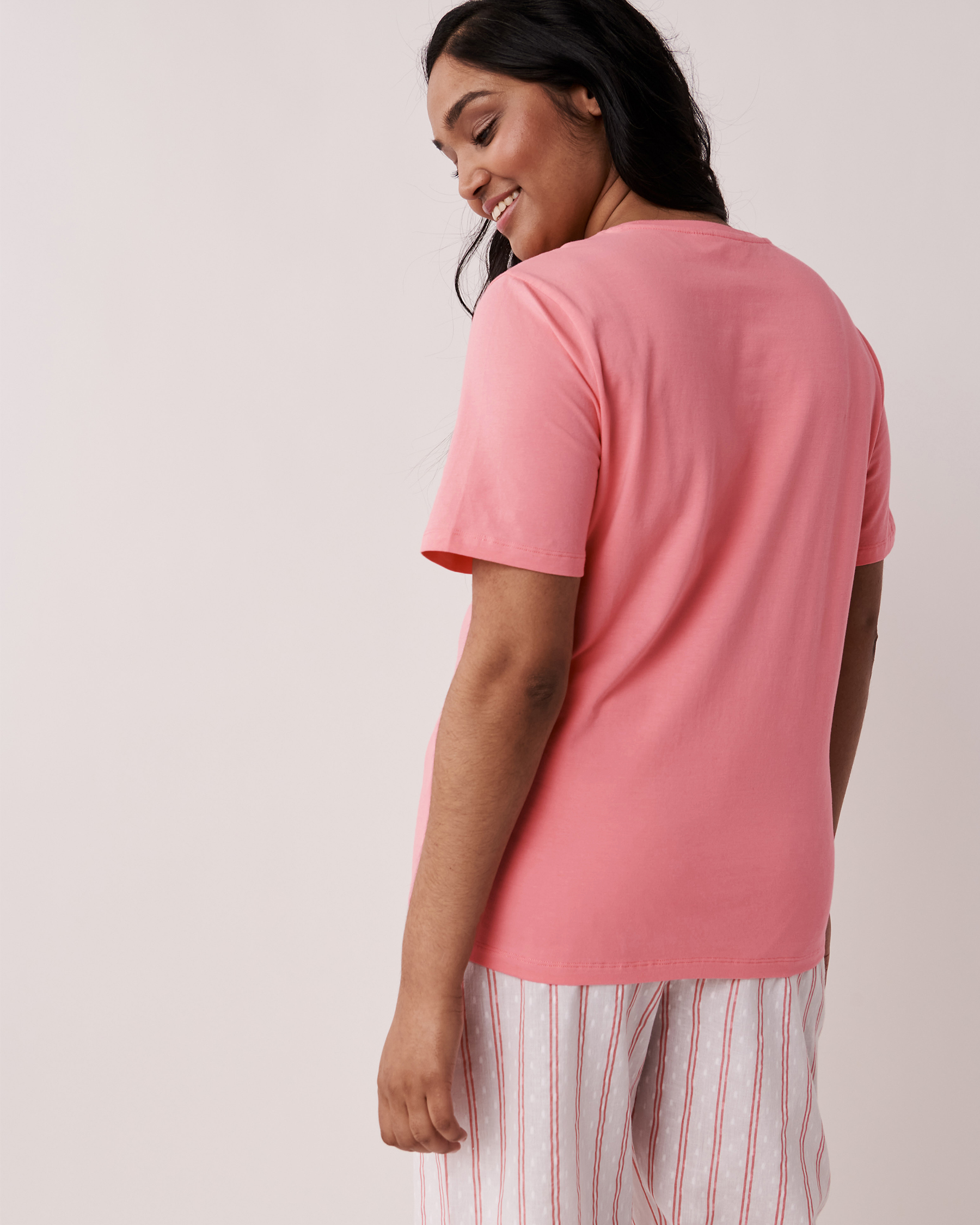 LA VIE EN ROSE Crew Neck T-shirt Flamingo pink 40100294 - View3