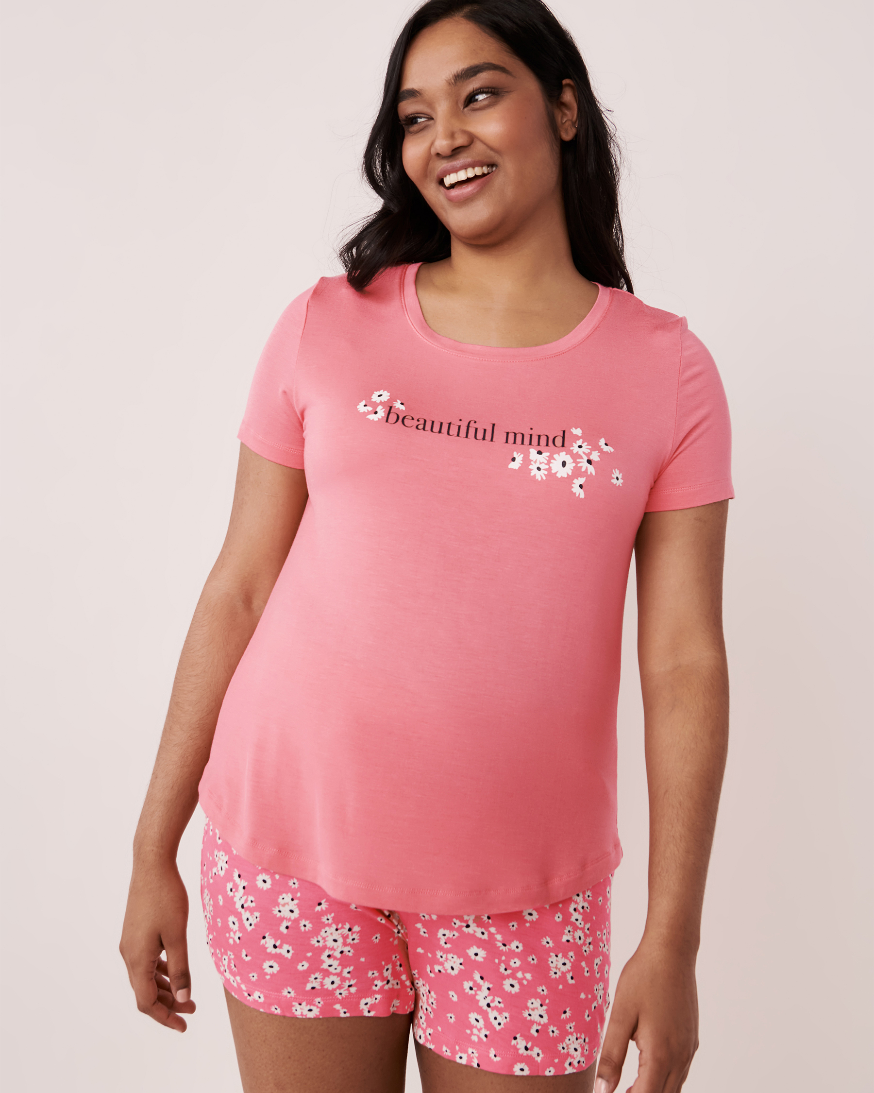 LA VIE EN ROSE T-shirt en jersey doux Rose flamingo 40100300 - Voir1
