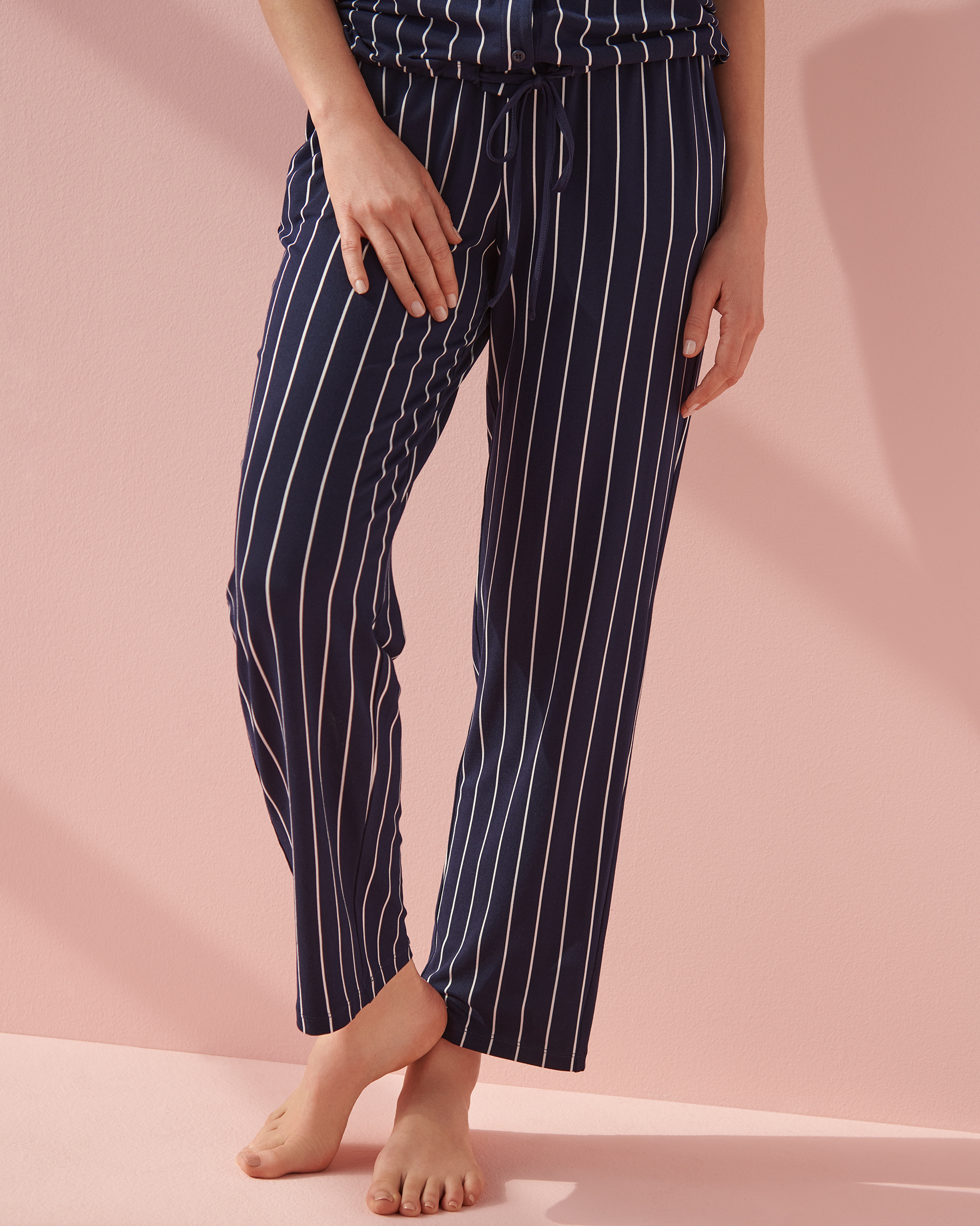 LA VIE EN ROSE Super Soft Pyjama Pants Maritime blue stripes 40200274 - View1