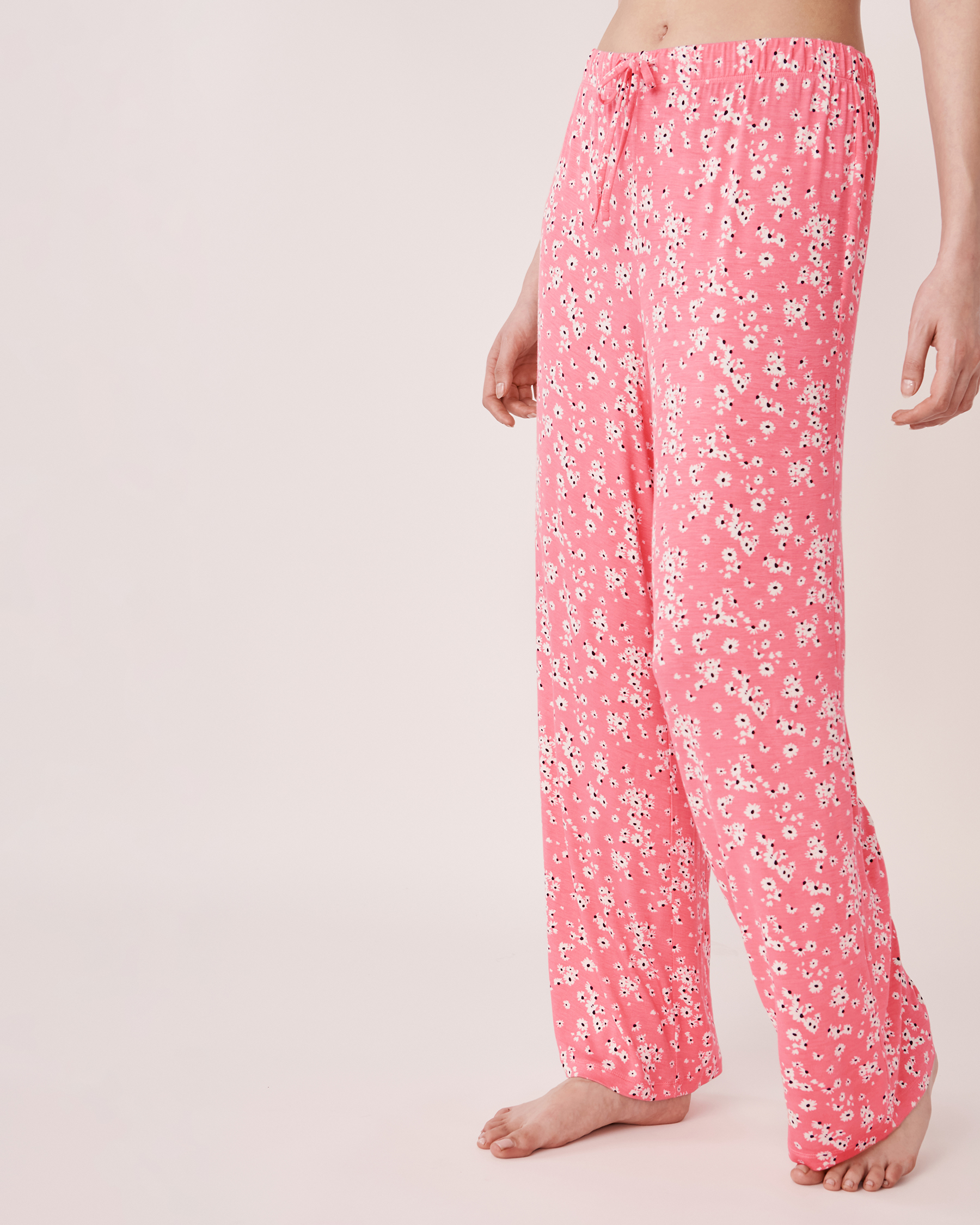 LA VIE EN ROSE Soft Knit Jersey Wide Leg Pants Ditsy pink print 40200286 - View1