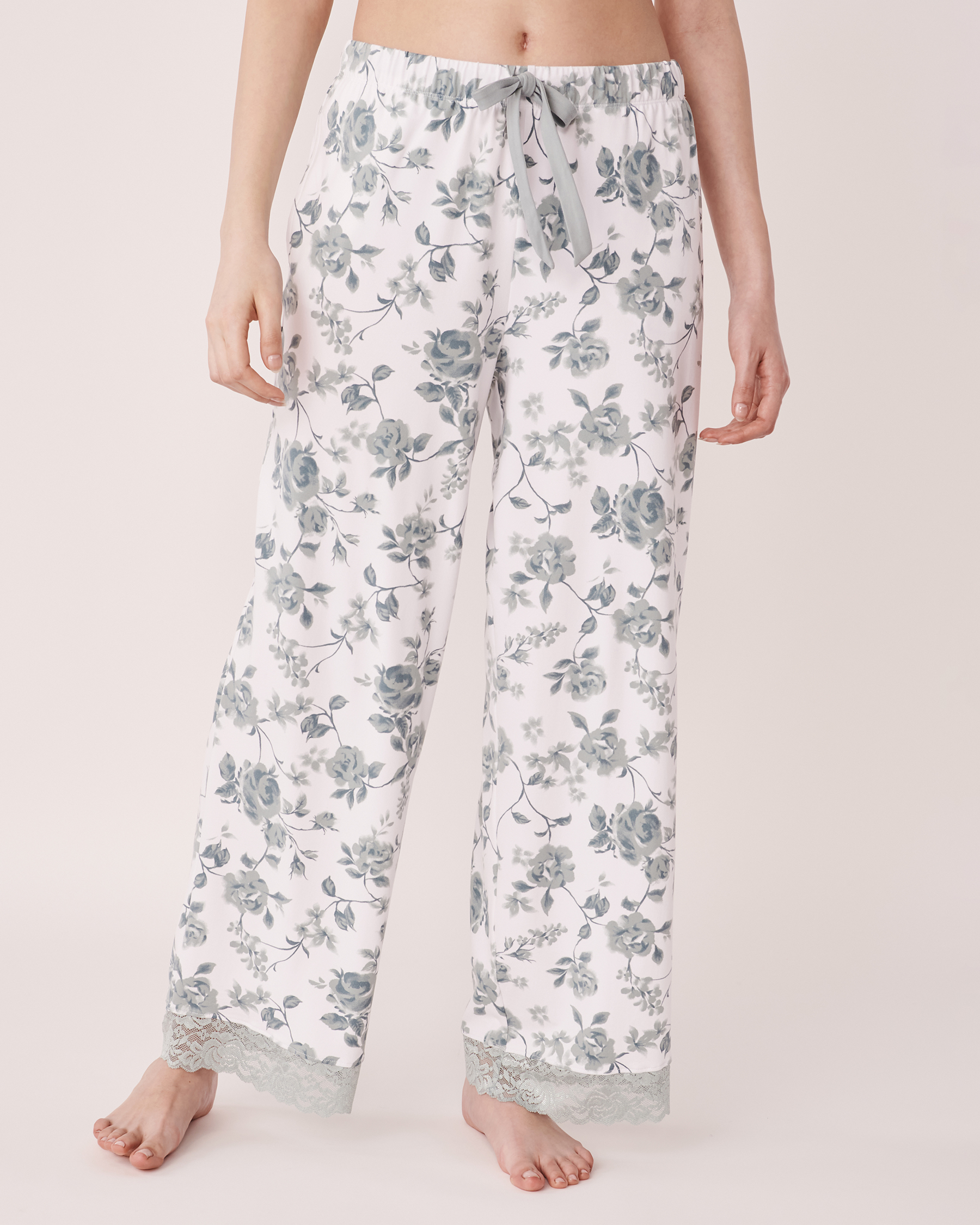 LA VIE EN ROSE Super Soft Wide Leg Pants Khaki floral 40200290 - View1