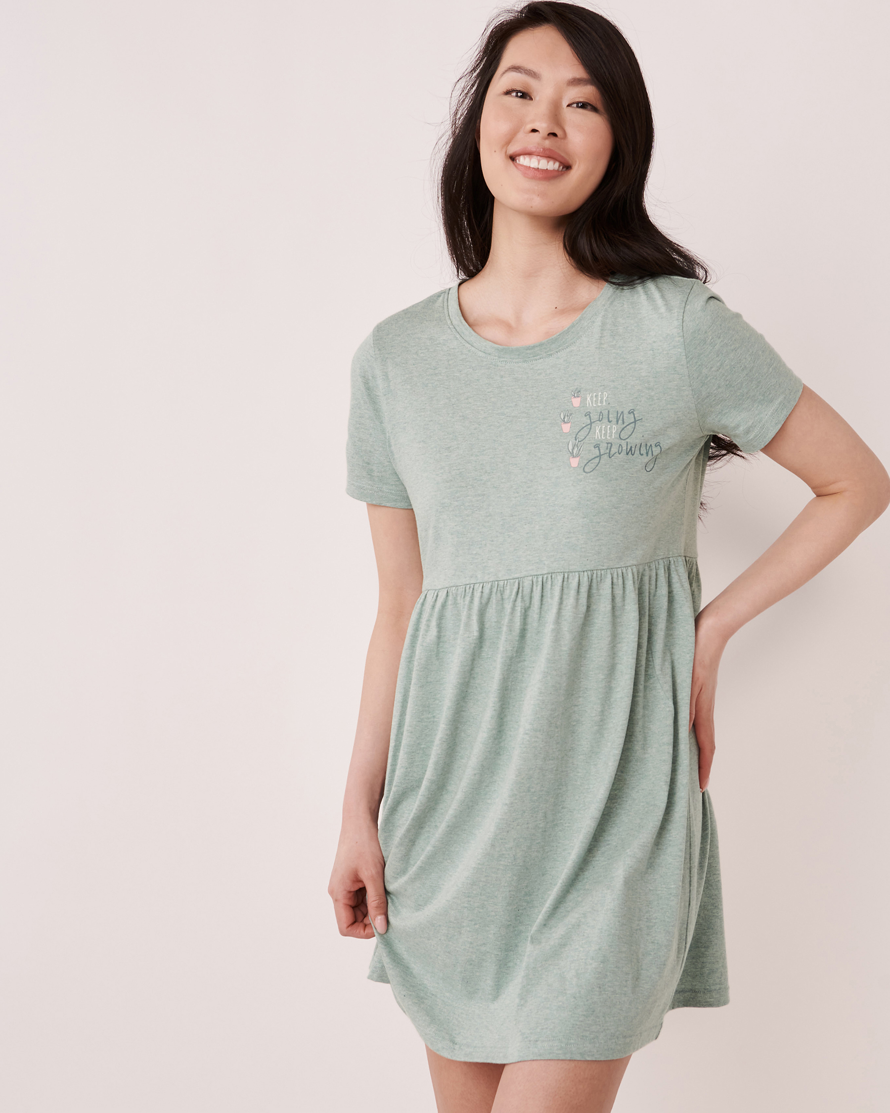 LA VIE EN ROSE Organic Cotton Short Sleeve Sleepshirt Silver blue 40500183 - View2