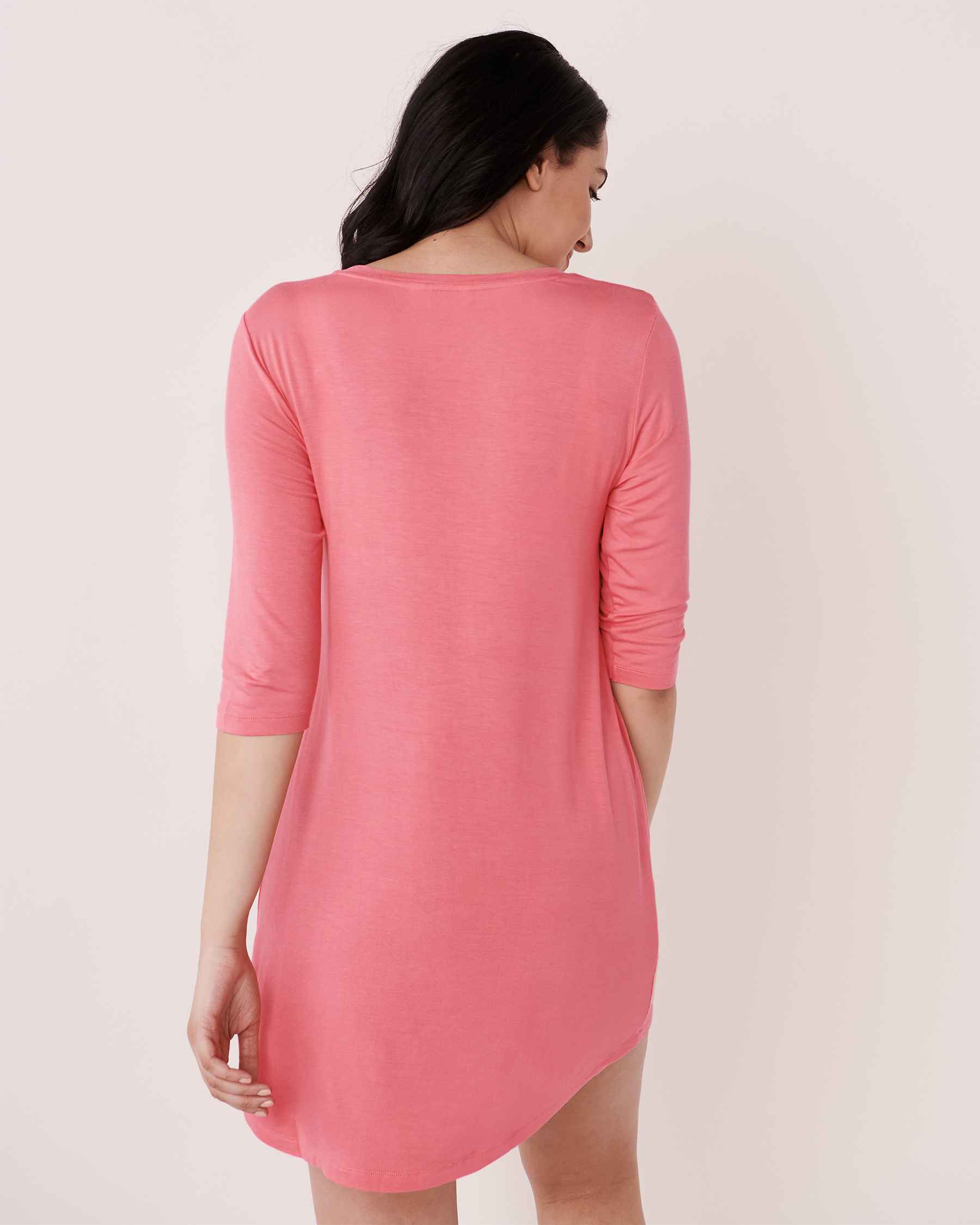 LA VIE EN ROSE Soft Knit Jersey 3/4 Sleeve Sleepshirt Flamingo pink 40500187 - View2