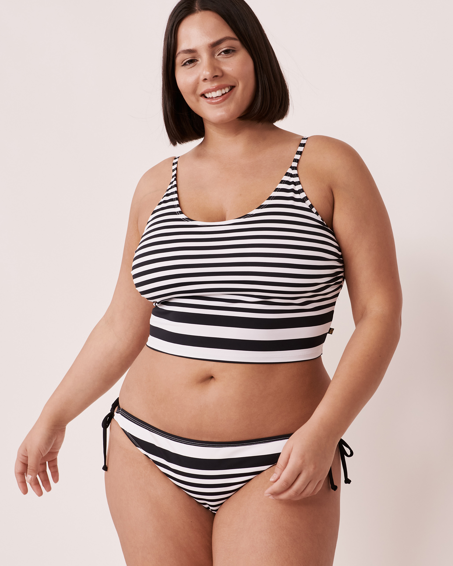 LA VIE EN ROSE AQUA MONOCHROME Crop Cami Bikini Top Monochrome stripes 70100244 - View1