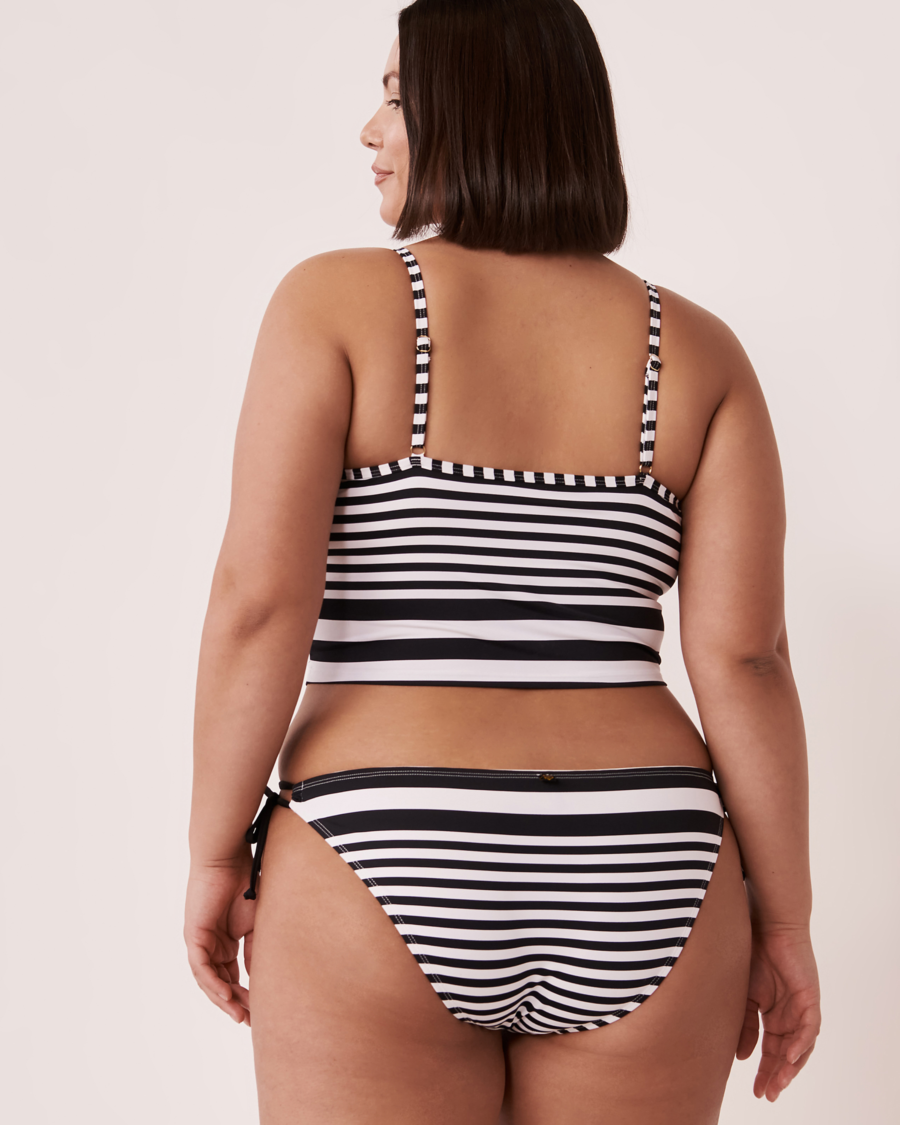 LA VIE EN ROSE AQUA MONOCHROME Crop Cami Bikini Top Monochrome stripes 70100244 - View2
