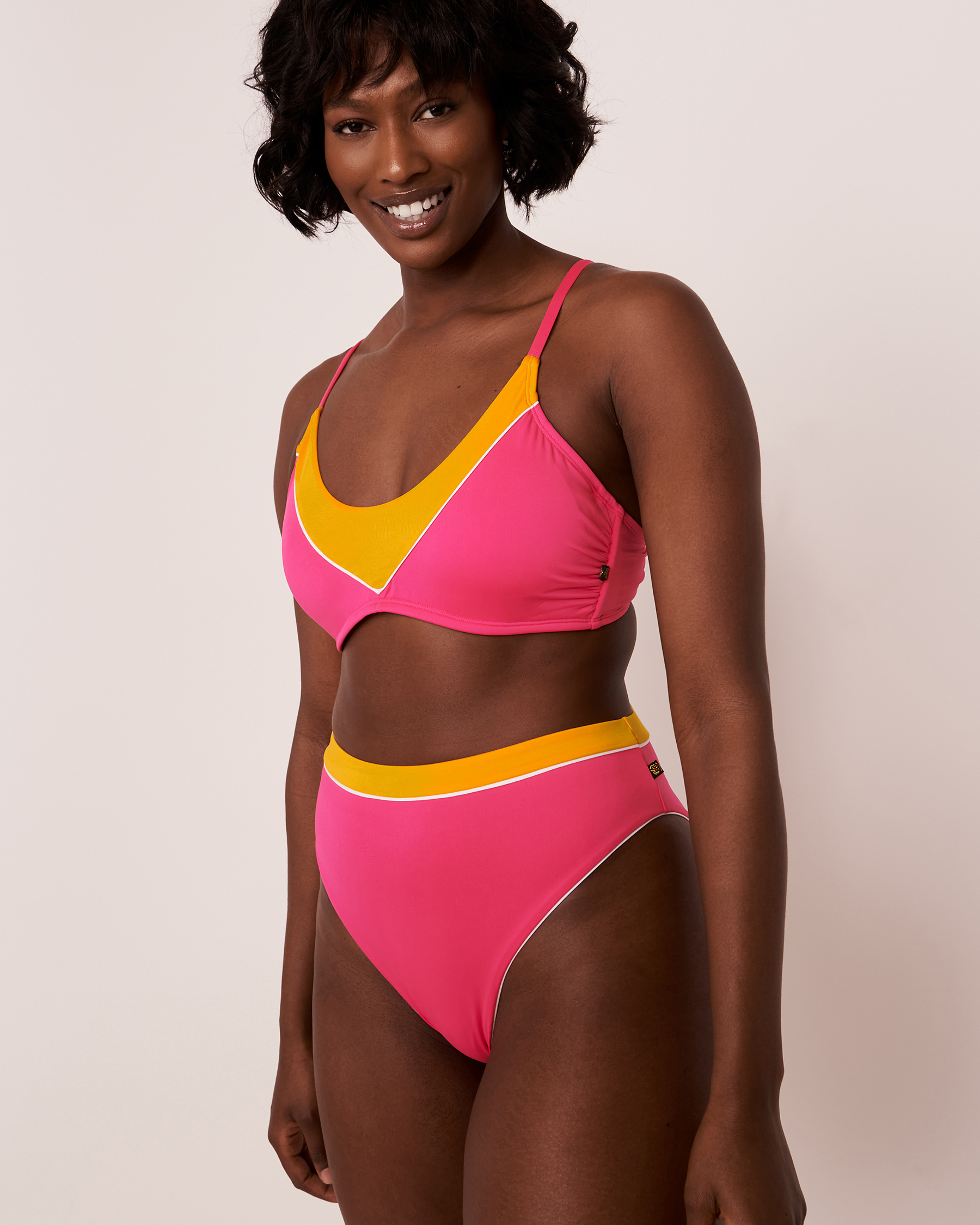 LA VIE EN ROSE AQUA BLOCK PARTY Bralette Bikini Top Pink glow 70100267 - View5
