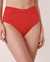 LA VIE EN ROSE AQUA Bas de bikini taille haute torsadée en fibres recyclées POPPY Rouge coquelicot 70300206 - View1