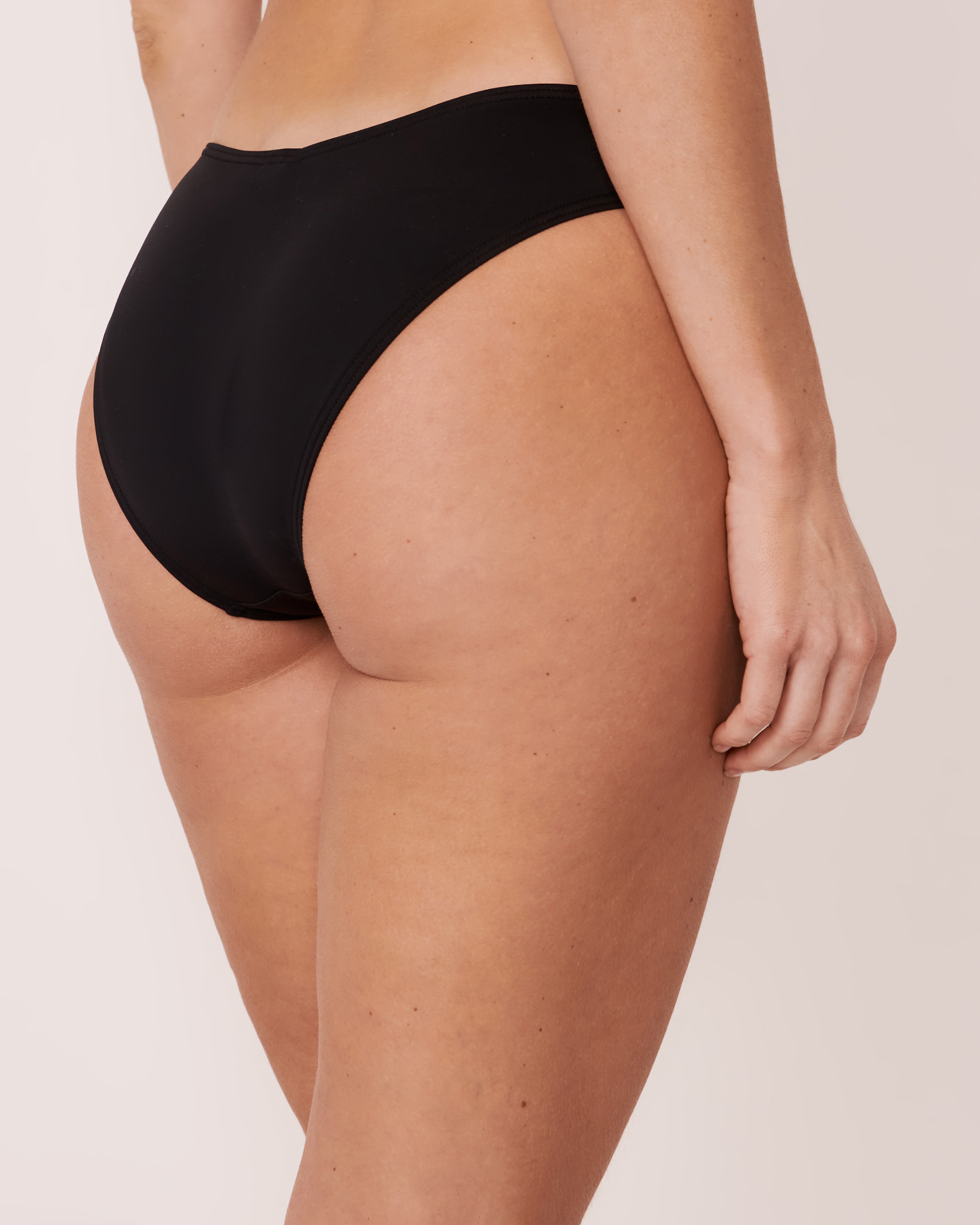LA VIE EN ROSE AQUA SOLID Brazilian Bikini Bottom Black 70300237 - View2