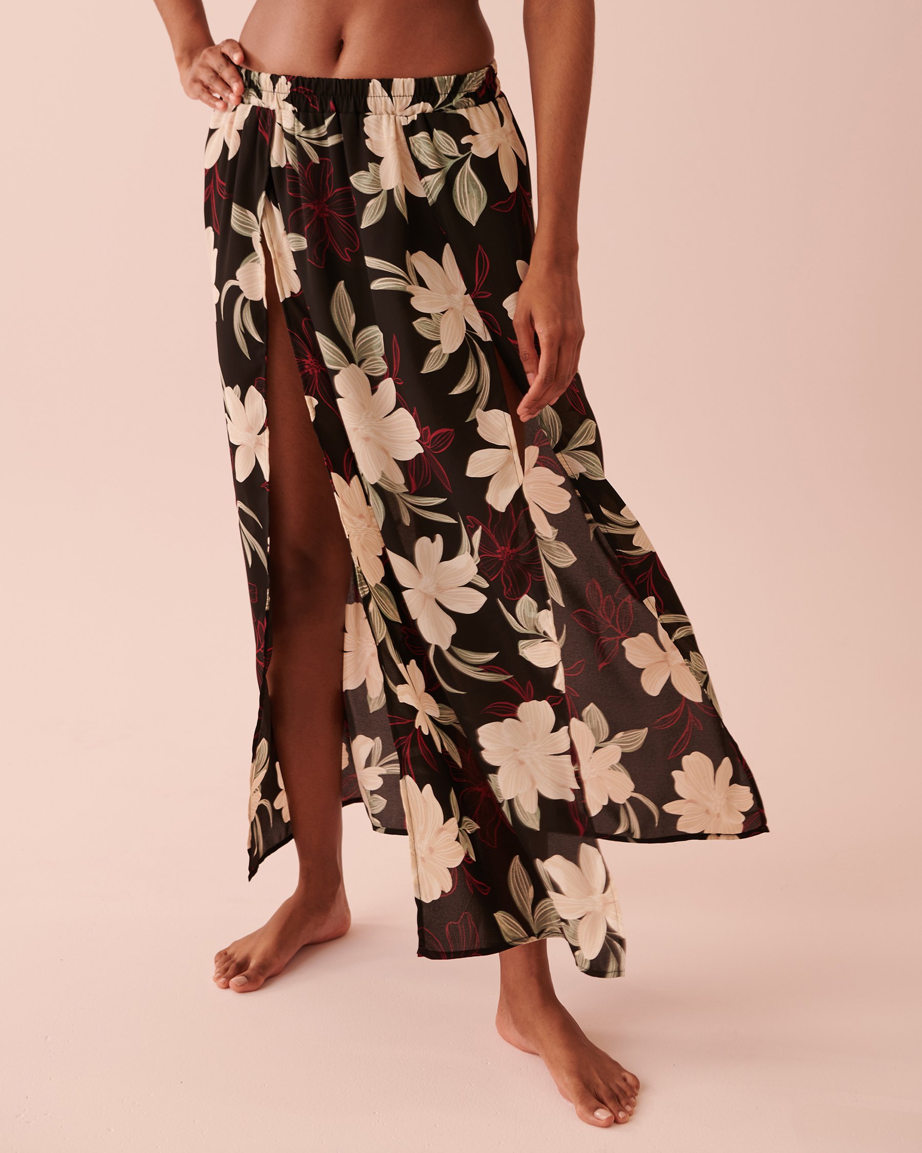 LA VIE EN ROSE AQUA Maxi Length Chiffon Skirt Mediterranean flowers 80200033 - View3