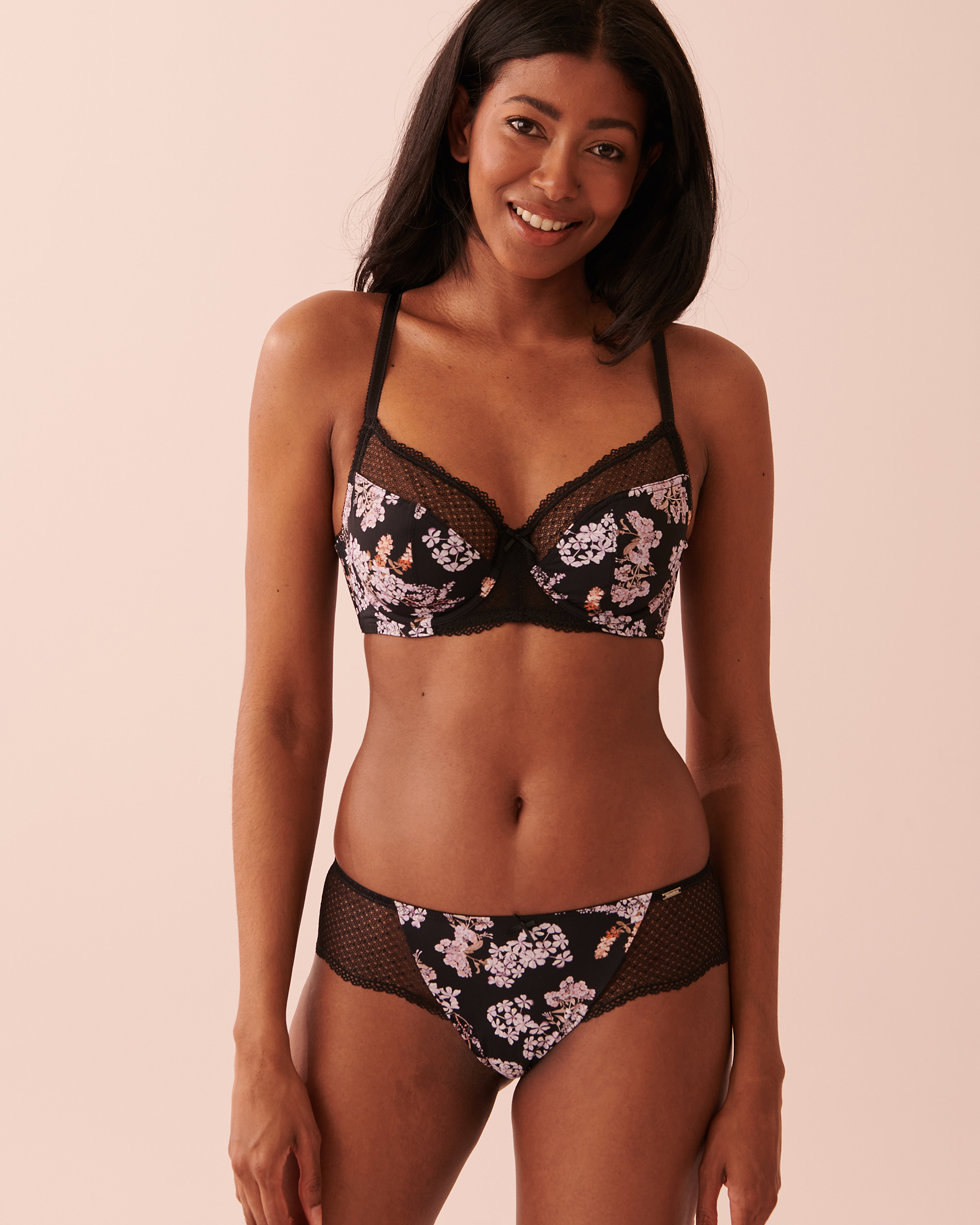 Unlined Floral Bra - Enchanted forest