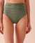 LA VIE EN ROSE AQUA Bas de bikini taille haute drapée en fibres recyclées SOLID Vert agave 70300468 - View1