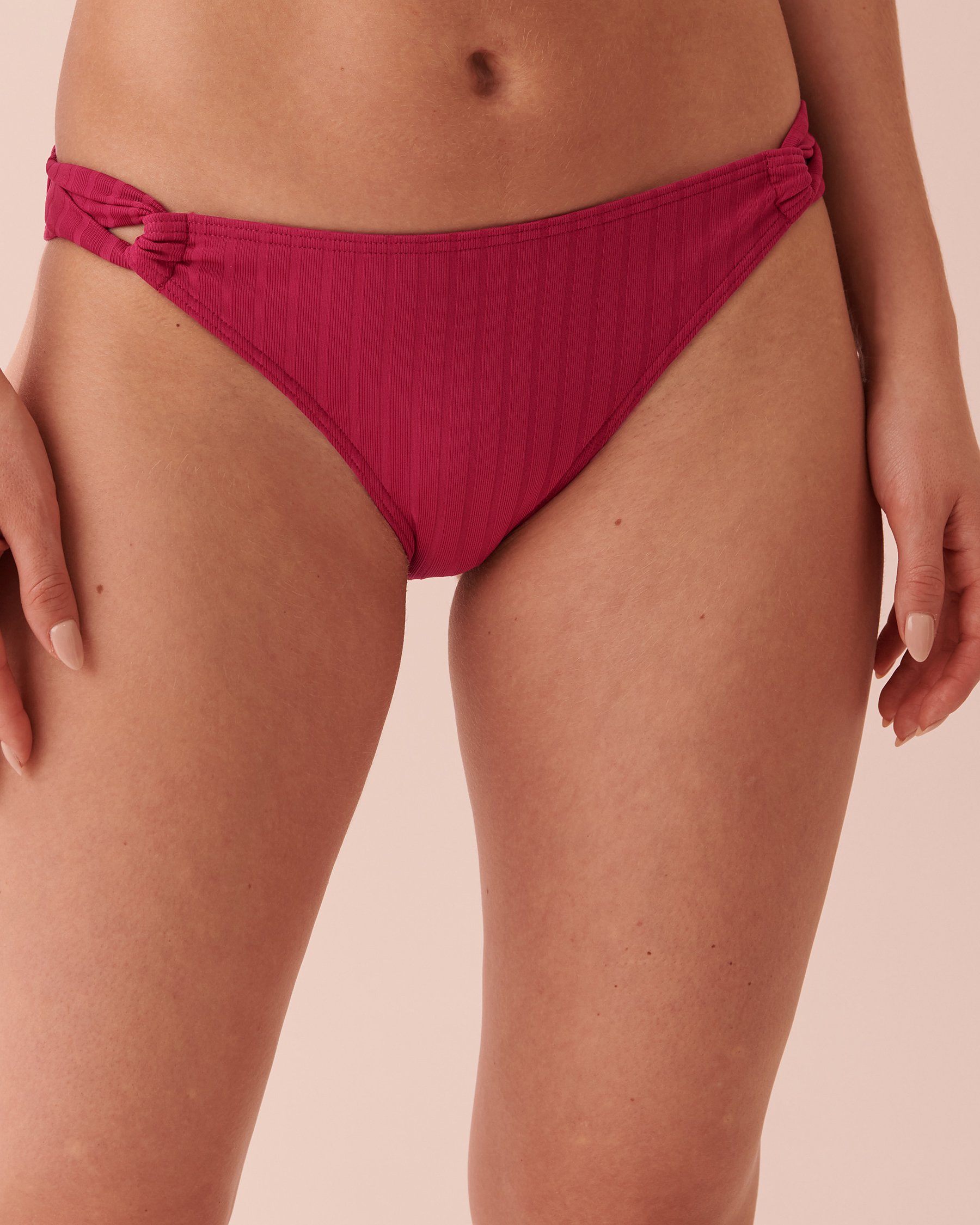 LA VIE EN ROSE AQUA BEAUJOLAIS Shirred Sides Bikini Bottom Red sangria 70300471 - View1